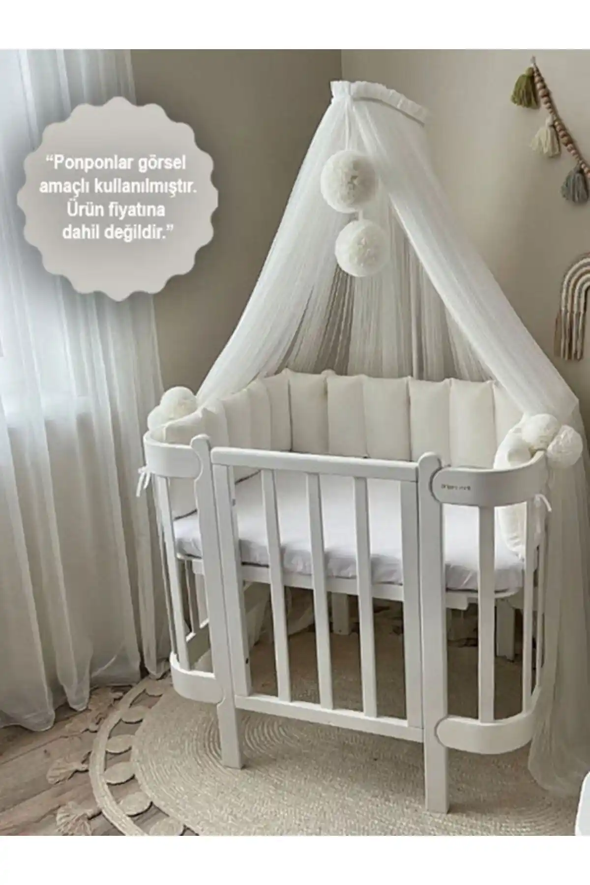 Kiddy Happy Beyaz Beşik Cibinliği ve Cibinlik Aparatı Güvenli ve Estetik Uyku Çözümü