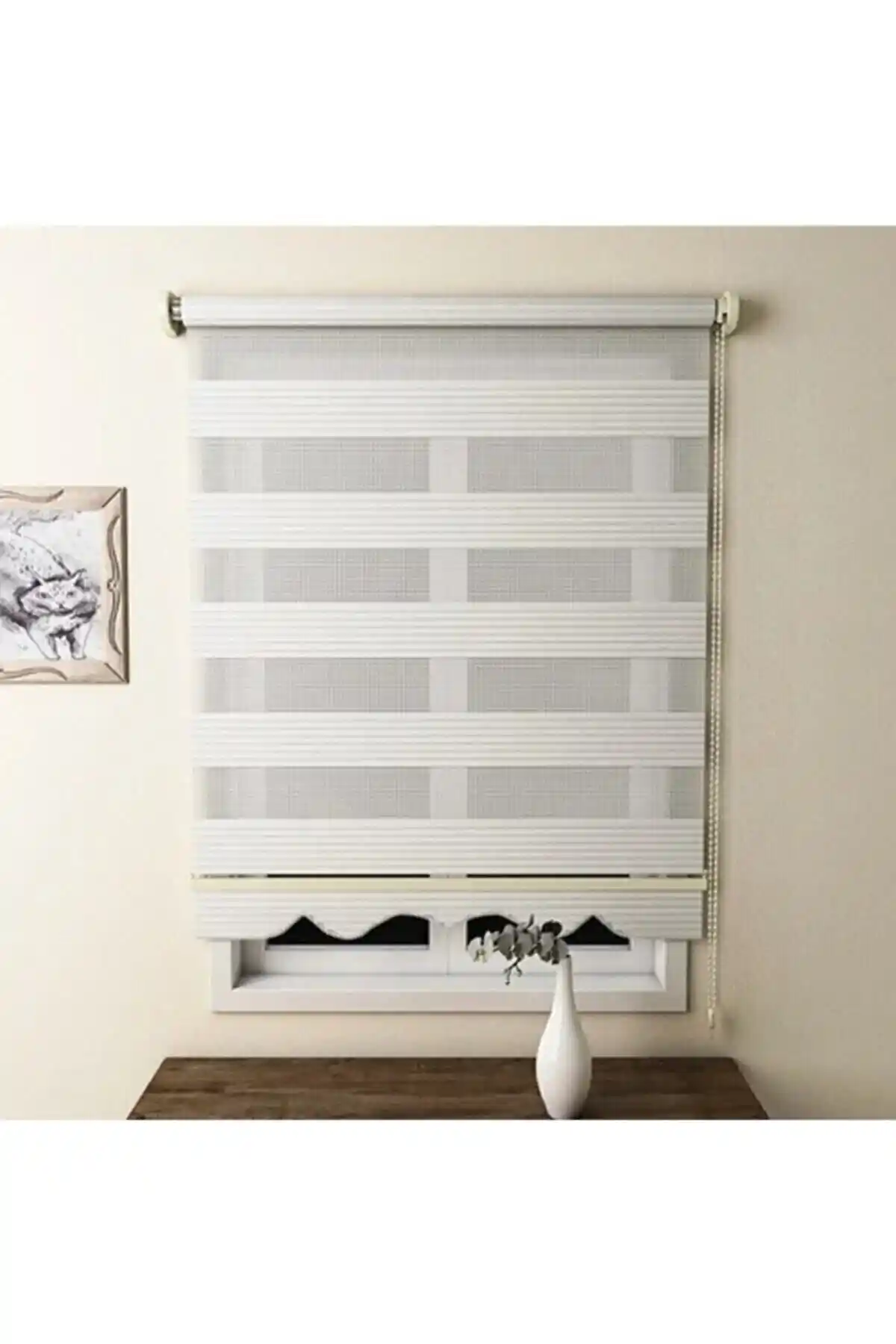 Kidmex Ekru Plisei İthal Kumaş Zebra Stor Perde: Modern ve Şık Dekorasyon Çözümü