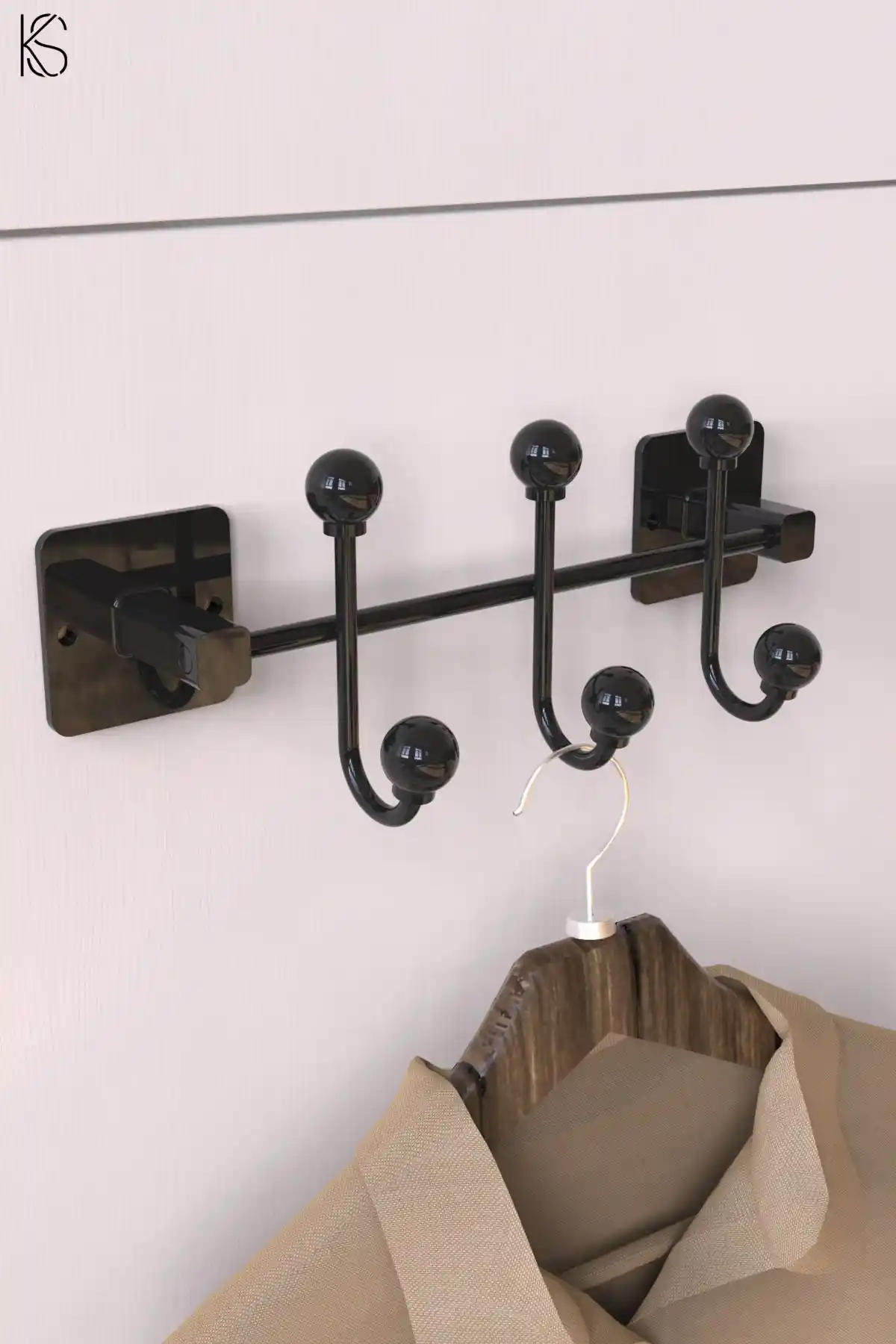 KILINÇ STORE Siyah 3 Kancalı Yapışkanlı Askılık: Modern ve Dayanıklı Tasarım