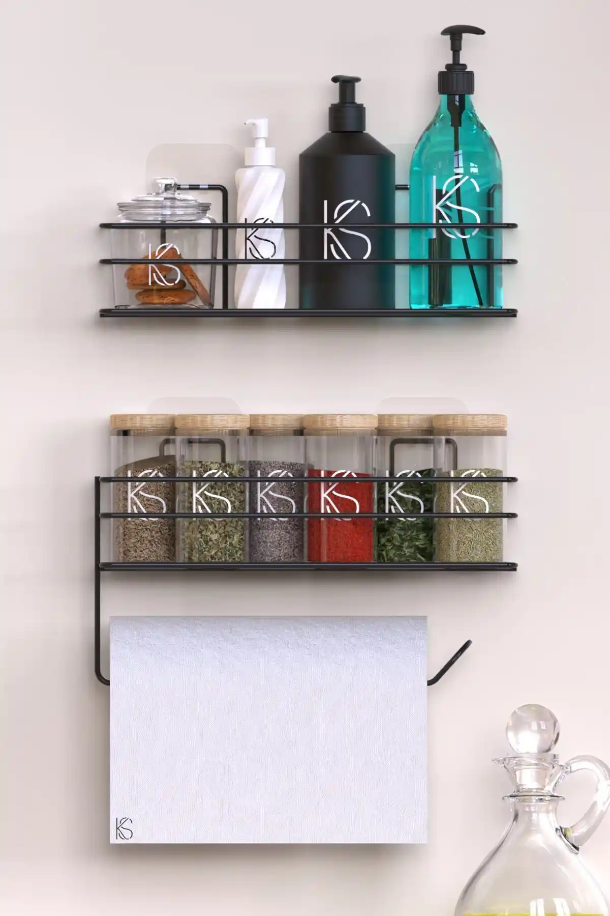 KILINÇ STORE Yapışkanlı Baharatlık ve Havluluk Seti Modern Mutfak ve Banyo Düzeni