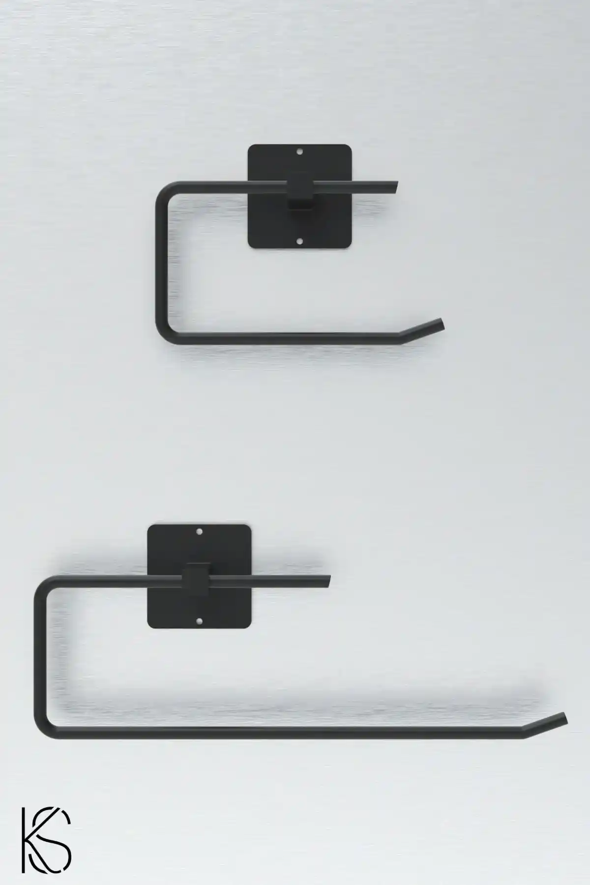 KILINÇ STORE Yapışkanlı Siyah Metal Havluluk ve Peçetelik Seti Modern Banyo Dekorasyonu