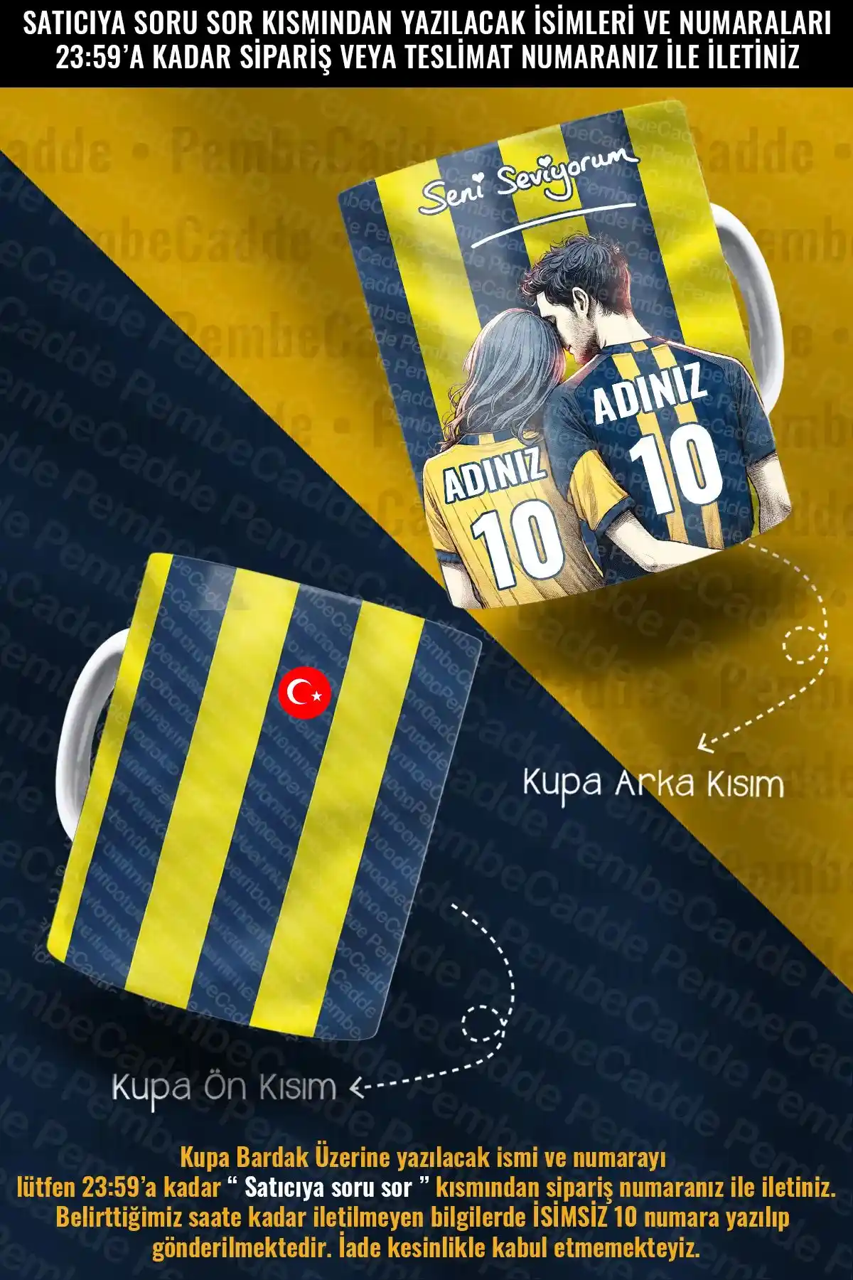 Kişiye Özel İsimli ve Numaralı Sevgililer Kupa Bardak Tasarımı ve Özellikleri