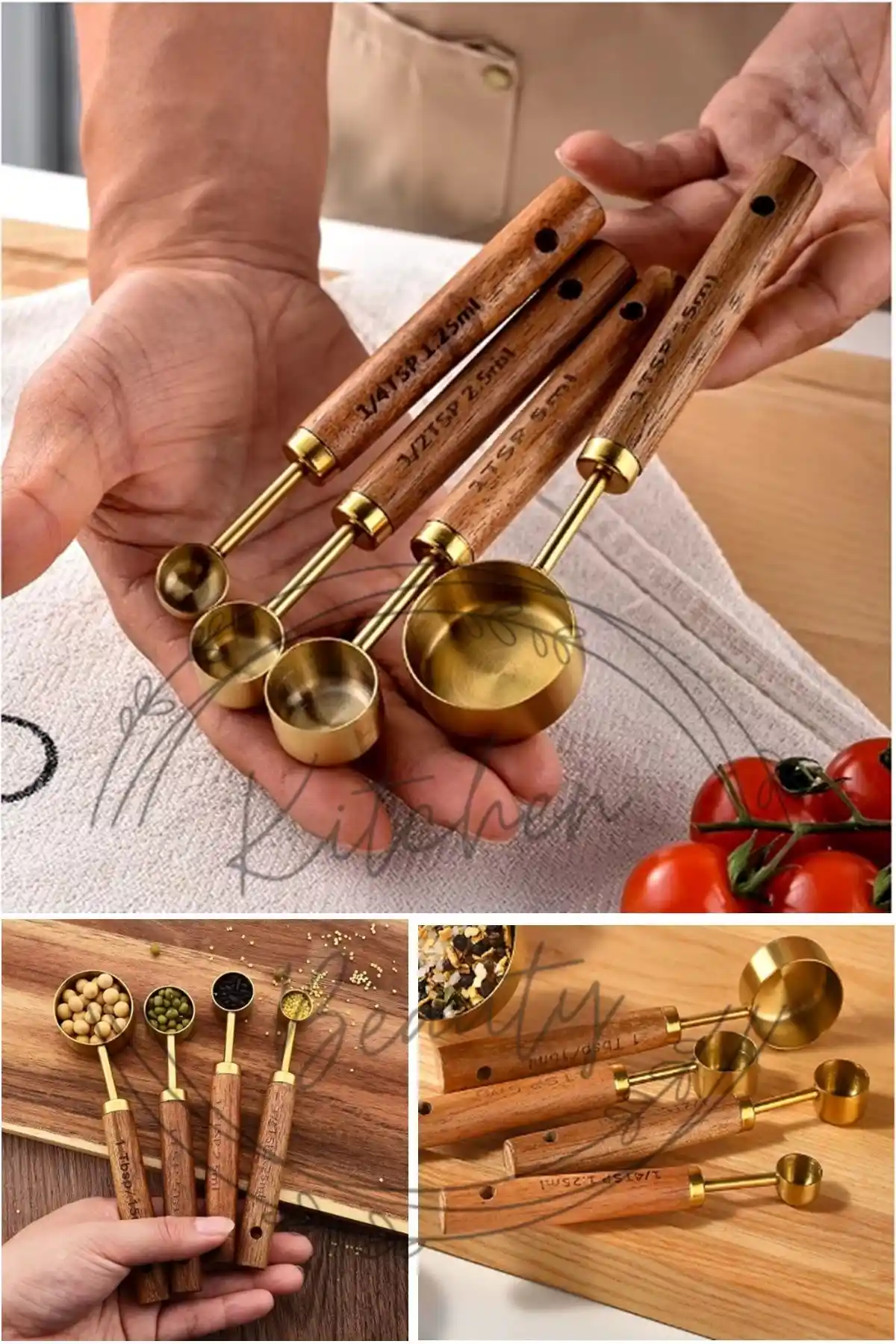 Kitchen Beauty Paslanmaz Çelik ve Ahşap Saplı Ölçü Kaşığı Seti ile Hassas Mutfak Ölçümleri