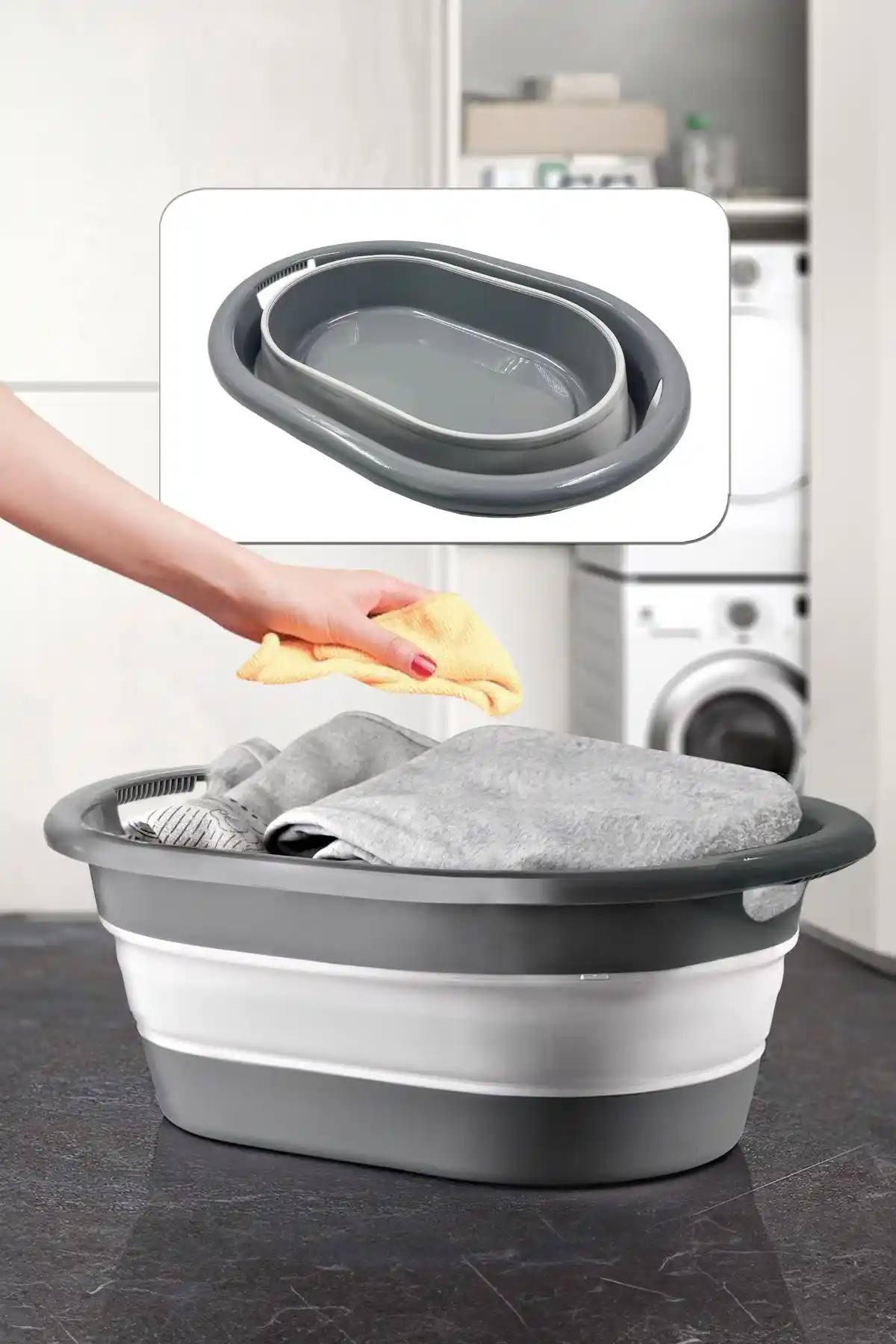 Kitchen Life Büyük Boy Katlanabilir Çamaşır Sepeti Pratik ve Şık Ev Düzeni Çözümü