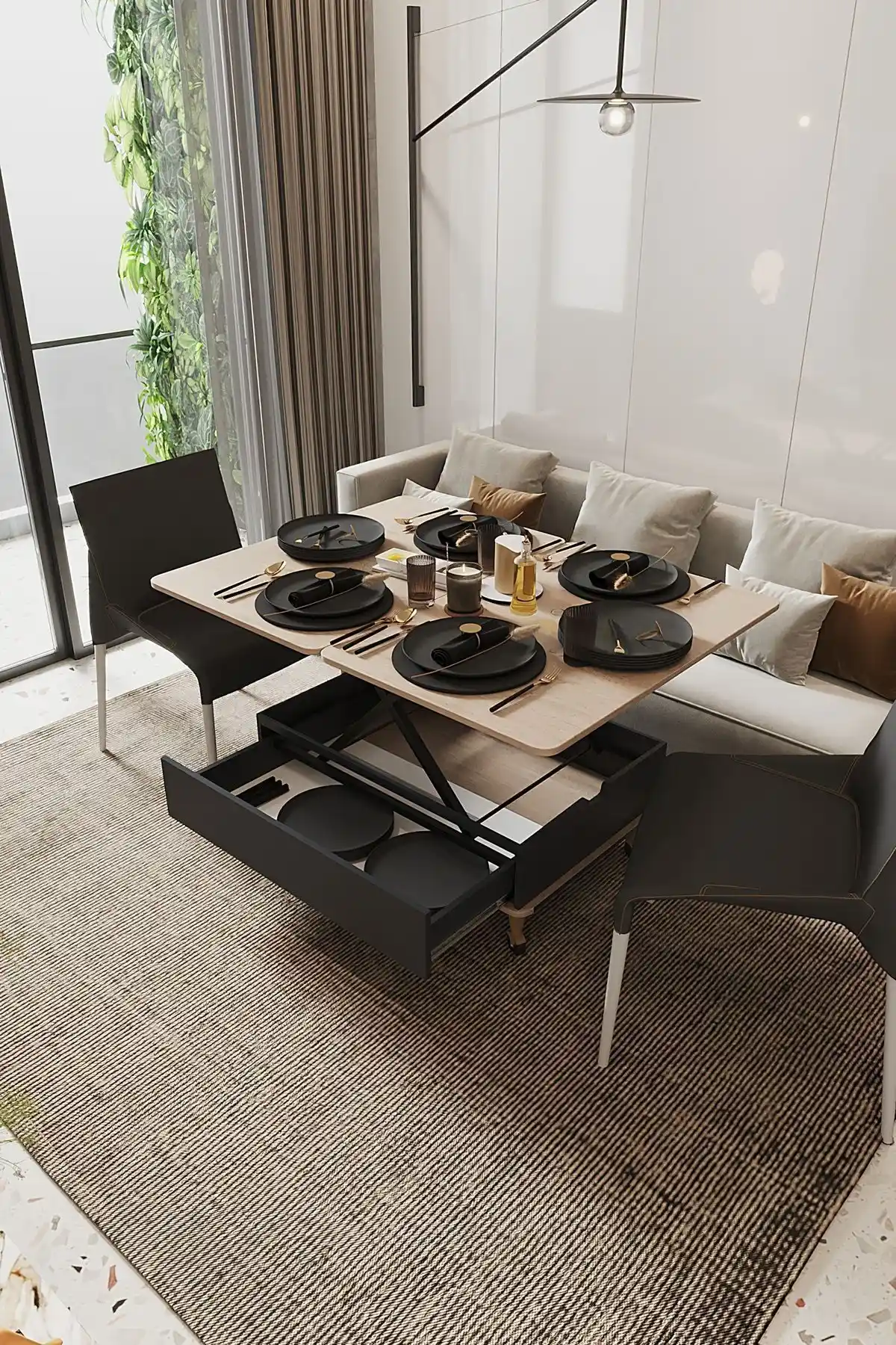 Kolexonline Nino Çekmeceli Akıllı Sehpa Modern Çok Fonksiyonlu Tasarım