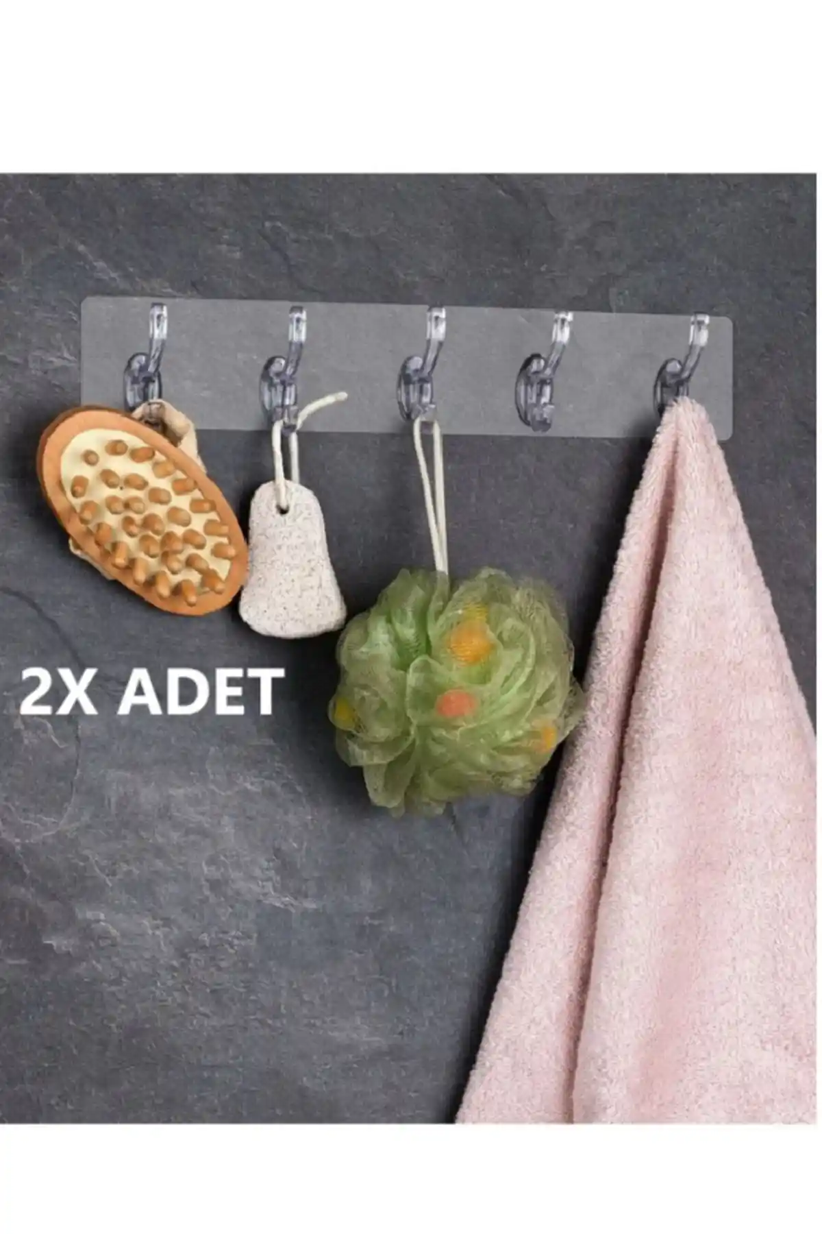 Kontef 2'li Kendinden Yapışkanlı Şeffaf Askılık Modern ve Pratik Çözüm