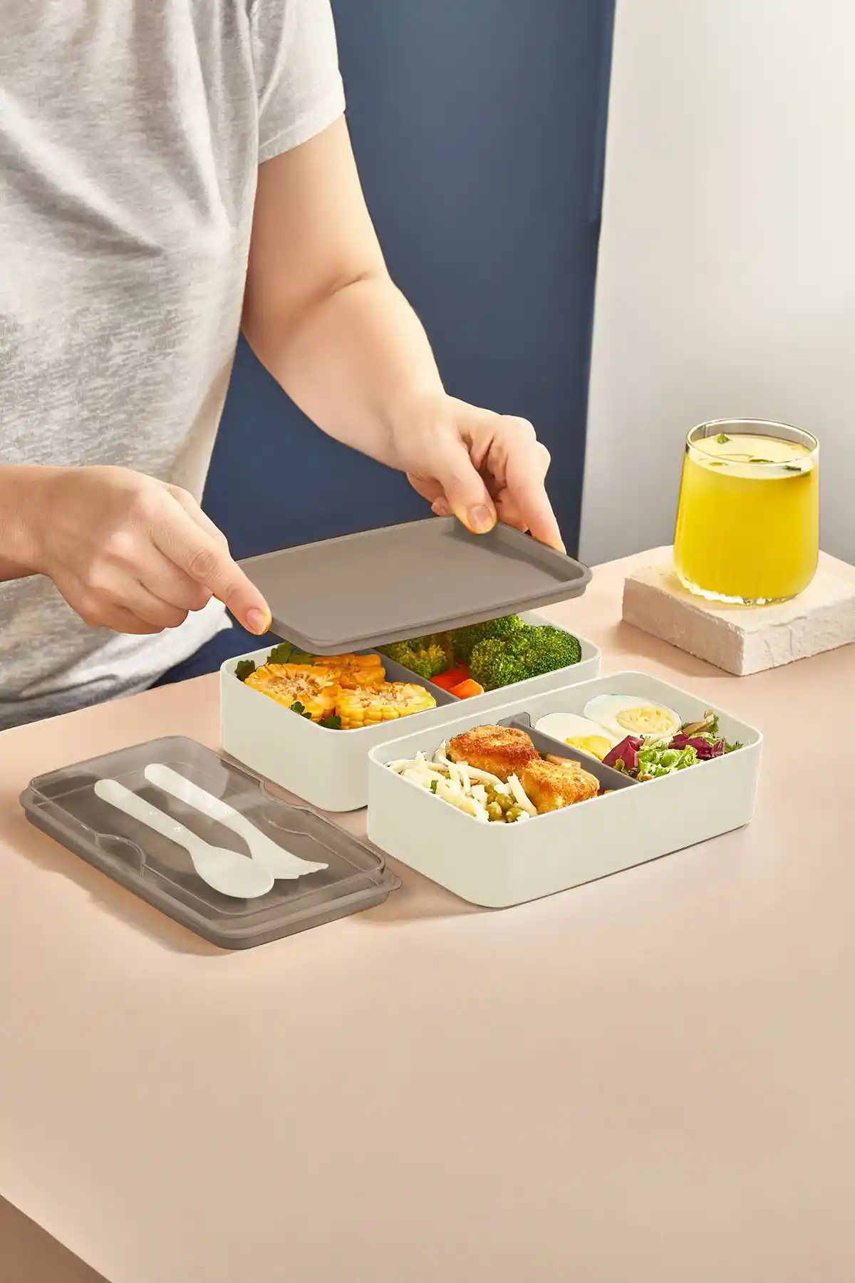 KOZART 2 Katlı Ayarlanabilir Dikdörtgen Beslenme Kabı Pratik ve Estetik Saklama Çözümü