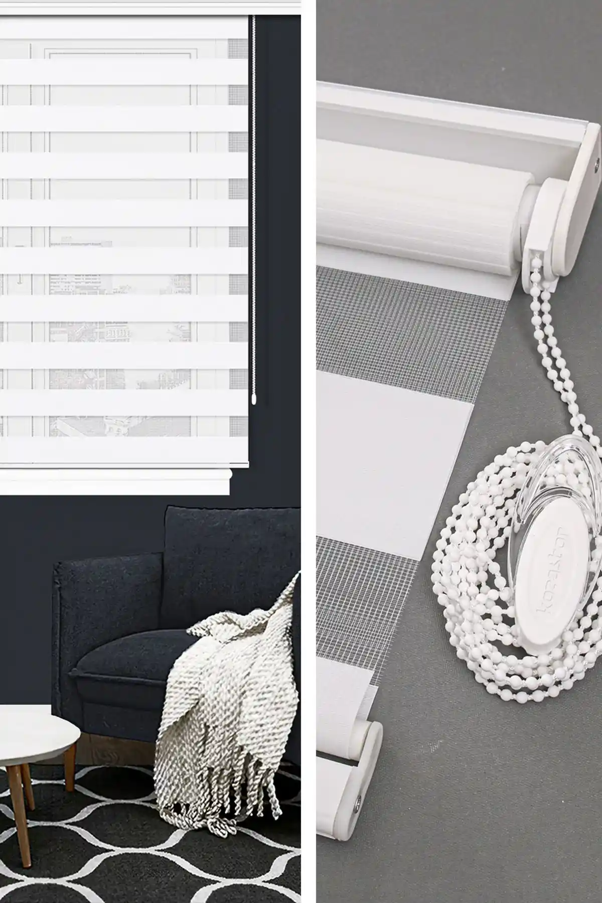 Kozastor Zebra Perde Beyaz Bambu Pls125 V00 Şık ve Fonksiyonel İç Mekan Dekorasyonu