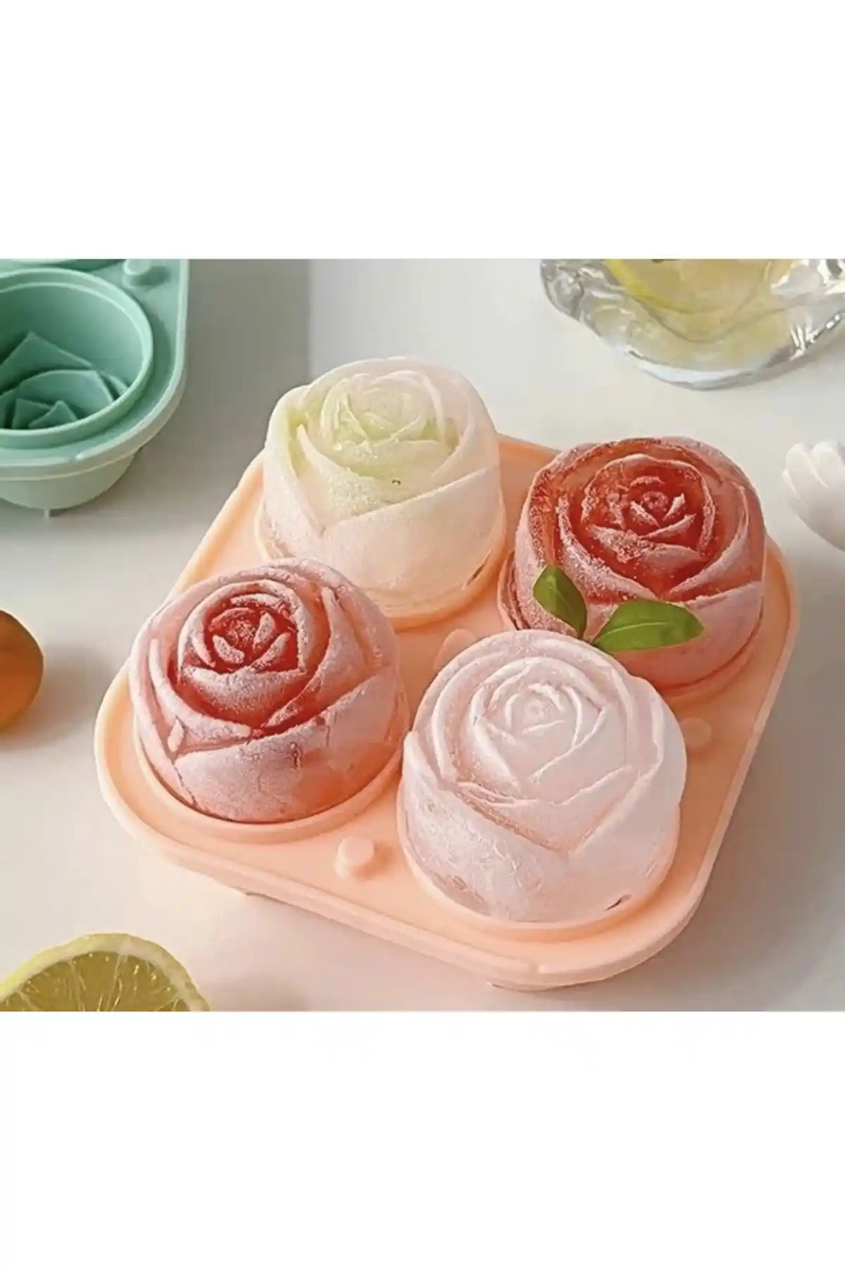 Küçük EW Pratik 4'lü Silikon Gül Şekilli Buz Kalıbı: Estetik ve Pratik Kullanım Özellikleri
