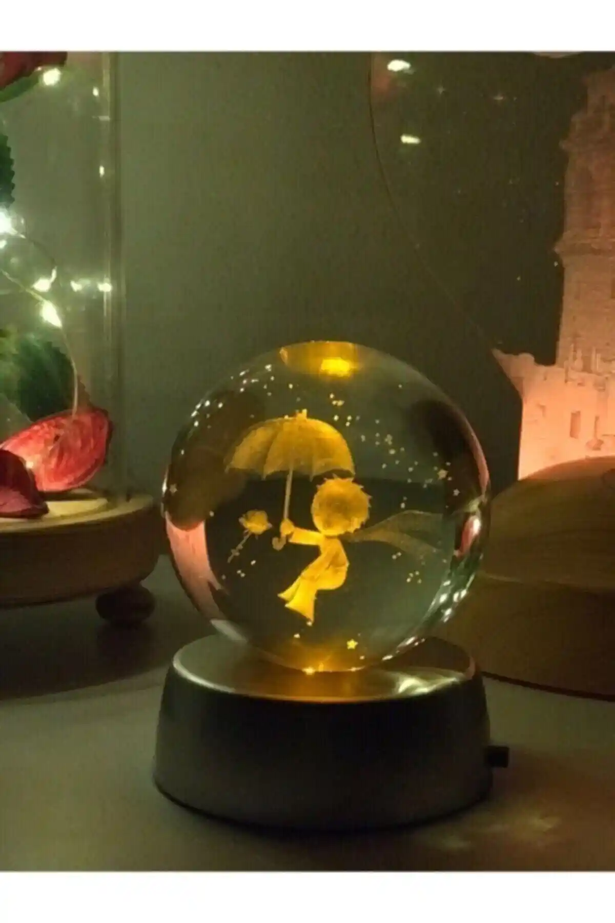 Küçük Prens Işıklı Kristal Cam Küre Çocuk Odası ve Dekorasyon İçin Güvenli Tasarım