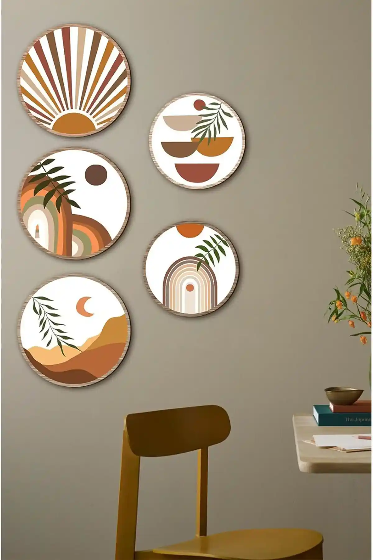KutuTR Notpa Dekorize MDF 5 Parça Tablo Seti Modern ve Retro Stil Duvar Dekoru