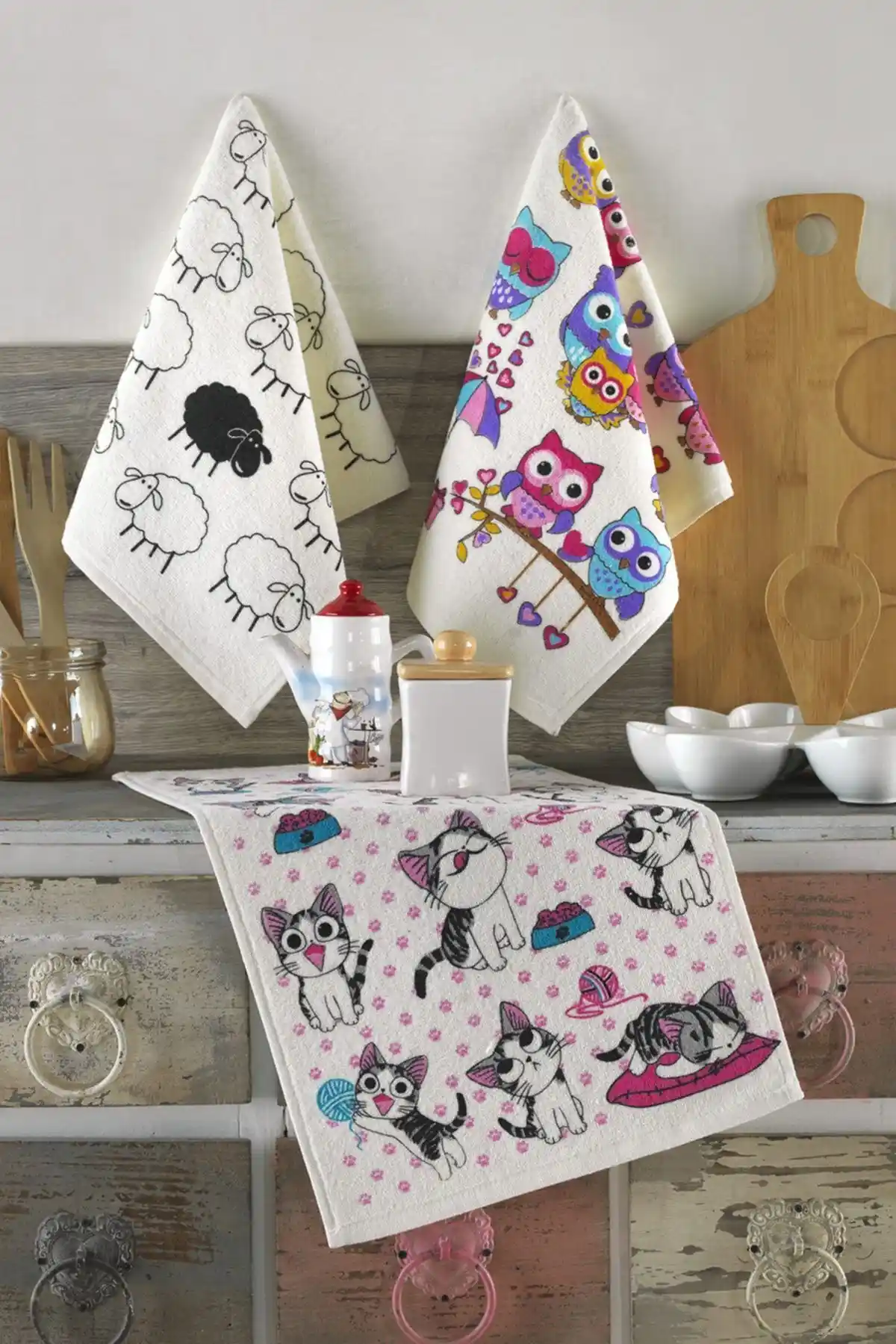 LADYNİL 3'lü Mutfak Havlusu Seti %100 Pamuk, Pratik ve Dayanıklı Kullanım İçin Uygun