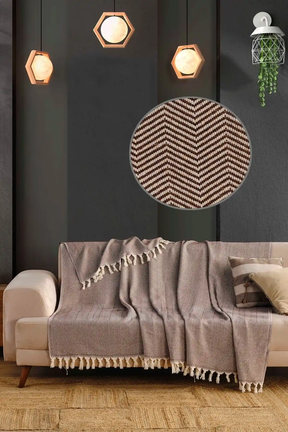 LADYNİL Natural Koyukahve Koltuk Örtüsü: Şık ve Dayanıklı Pamuklu Dekoratif Koruma