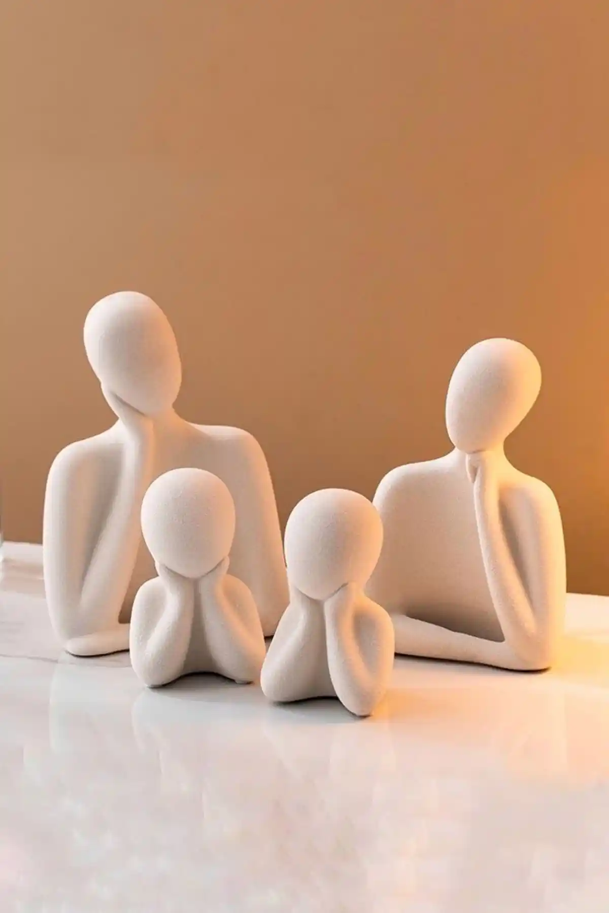 LALEZEN HOME 4 Kişilik Beton Heykel Obje Biblo Modern ve Rustik İç Mekan Dekorasyonu İçin