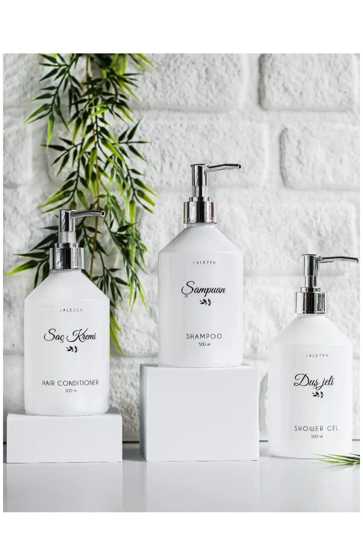 Lalezen Home Gümbüş Başlıklı 3'lü Şampuan ve Saç Kremi Seti Modern Tasarım İle Pratik Kullanım