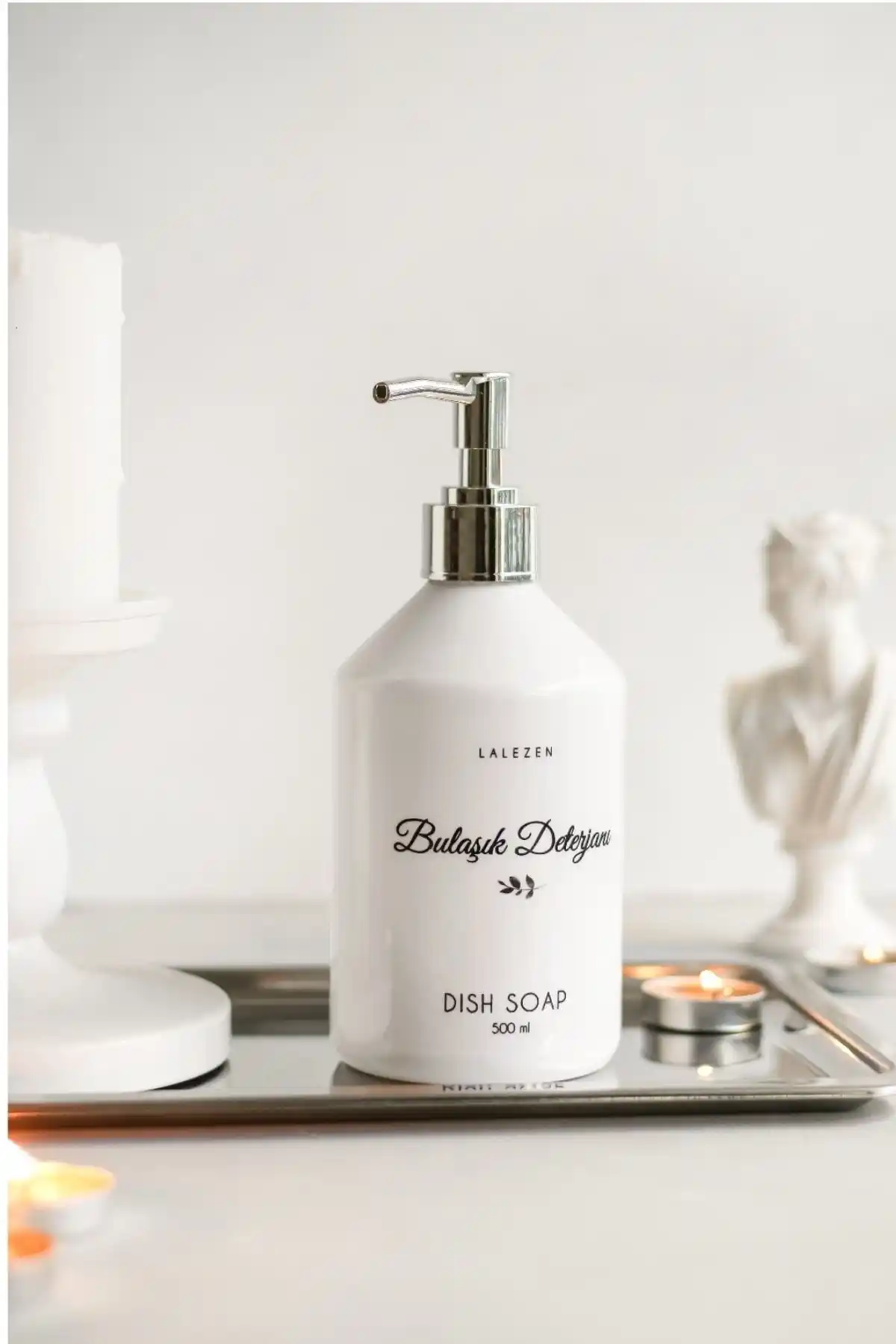 LALEZEN HOME Gümüş Kapaklı Bulaşık Deterjanı Şişesi: Şıklık ve Fonksiyonellik Bir Arada