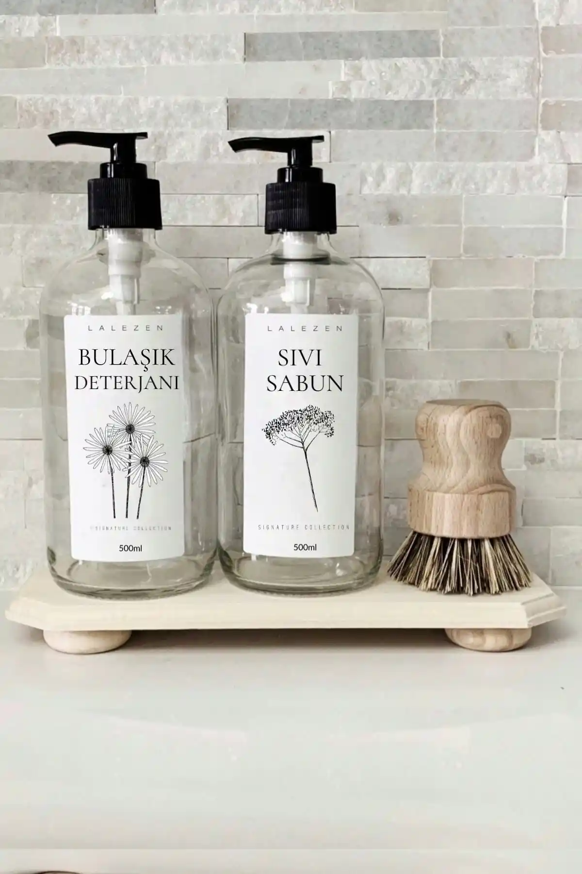 LALEZEN Şeffaf Sıvı Sabun ve Bulaşık Şişesi 500 ml Modern Mutfak Hijyen Çözümü