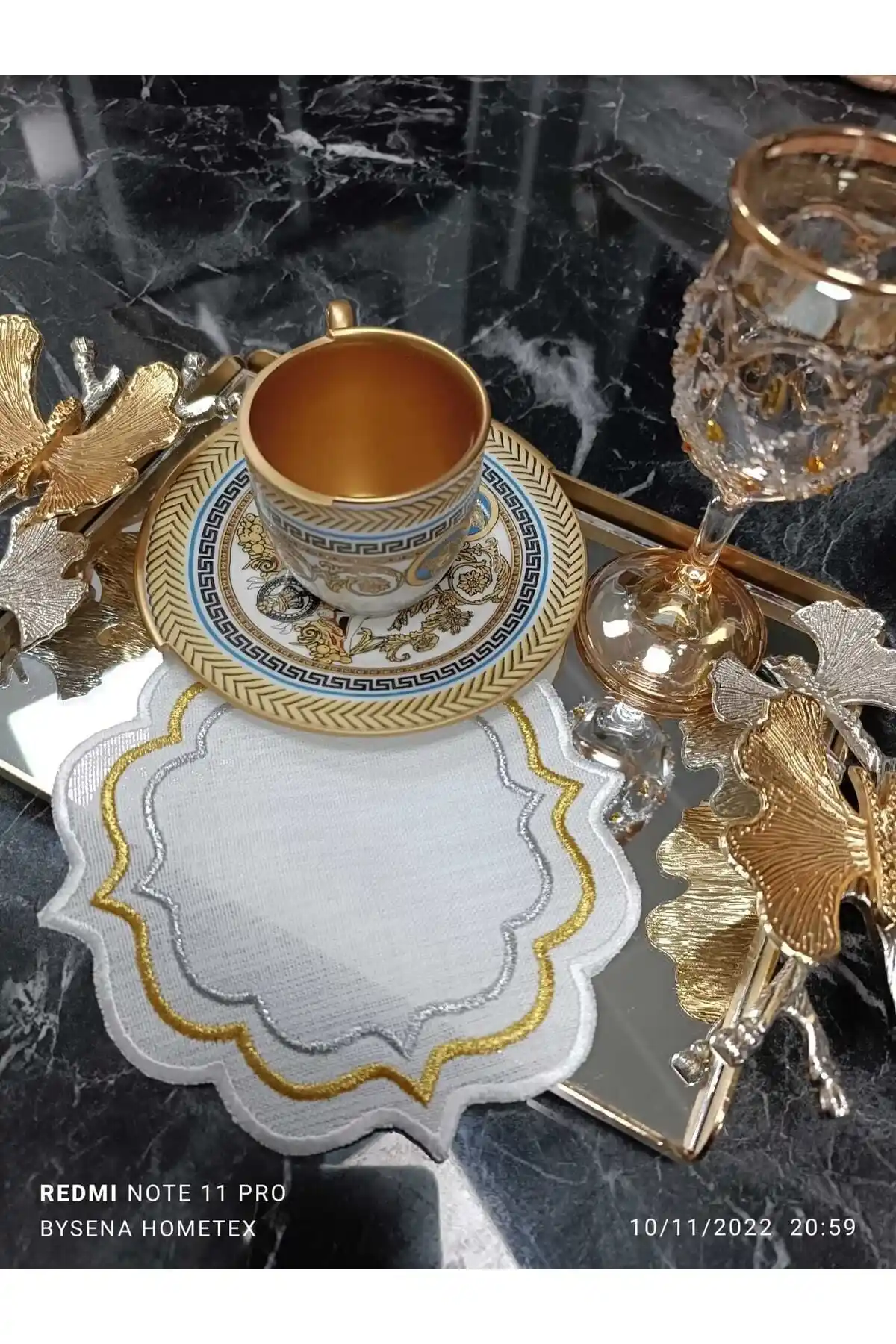 LASETU Ekru Gold ve Gümüş Detaylı Kokteyl Peçeteleri Şık ve Dayanıklı Sunum Malzemeleri