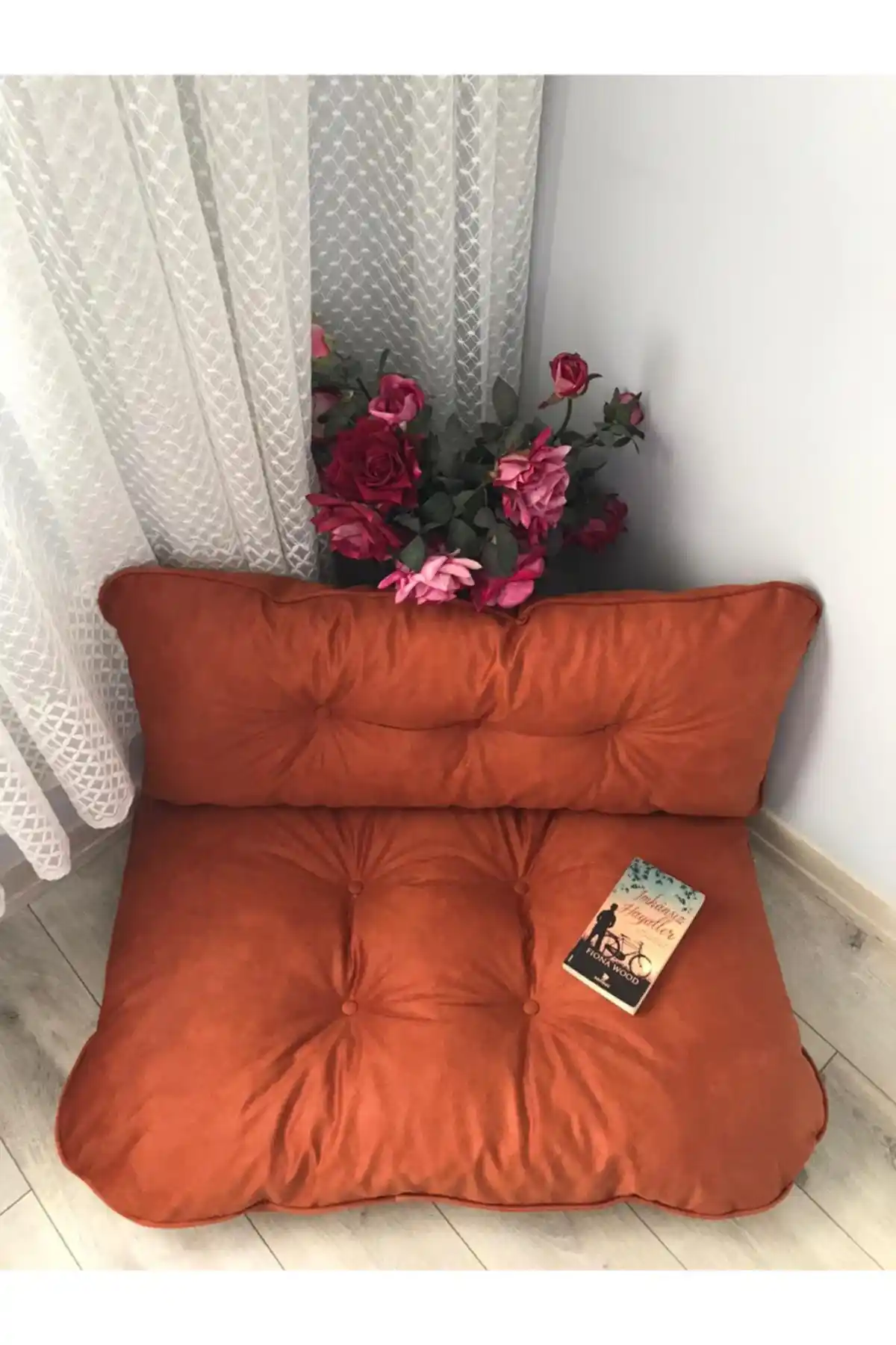 Lavinia Puf Petek Önü Palet Yer Minderi Kiremit Rengi Modern ve Şık Tasarım