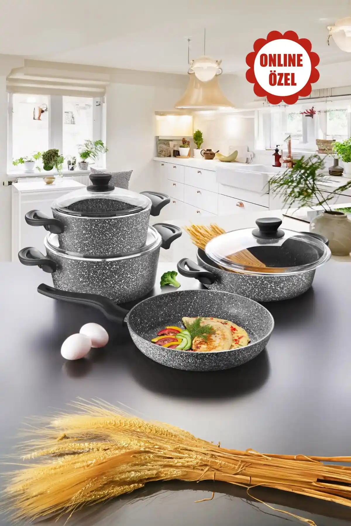 Lavonni 7 Parça Granit Tencere Seti: Dayanıklı ve Güvenli Mutfak Gereçleri