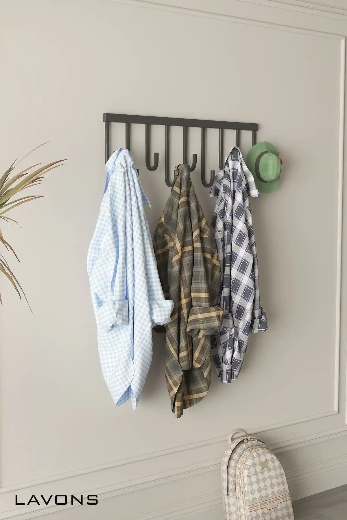 Lavons Metal Dekoratif 9 Askılı Demir Duvar Askısı Modern ve Dayanıklı Tasarım