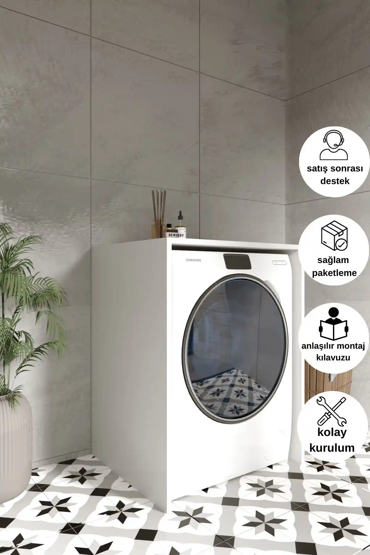 LİYANO Çamaşır ve Kurutma Makinesi Alt Dolabı Modern ve Dayanıklı Tasarım