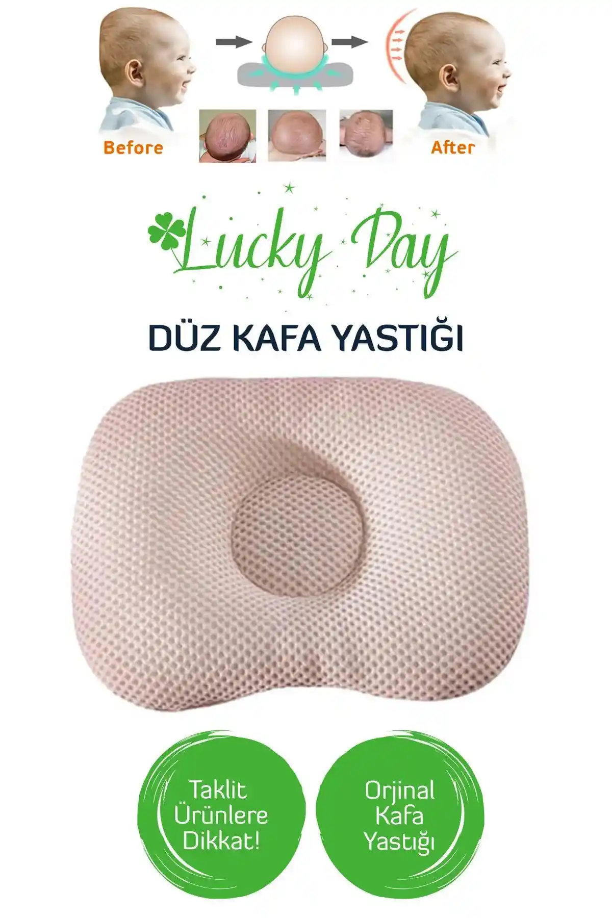 Lucky Day Bebek Kafa Yastığı Organik Pamukla Güvenli ve Rahat Uyku Sağlar