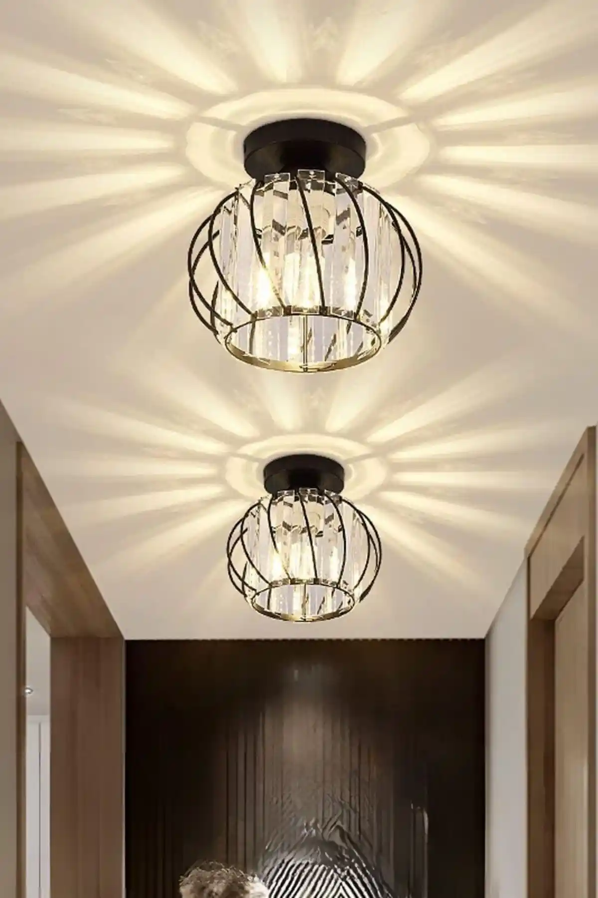 Luna Lighting Bella Luce Siyah Metal Kristal Taşlı Modern Salon ve Yatak Odası Avizesi