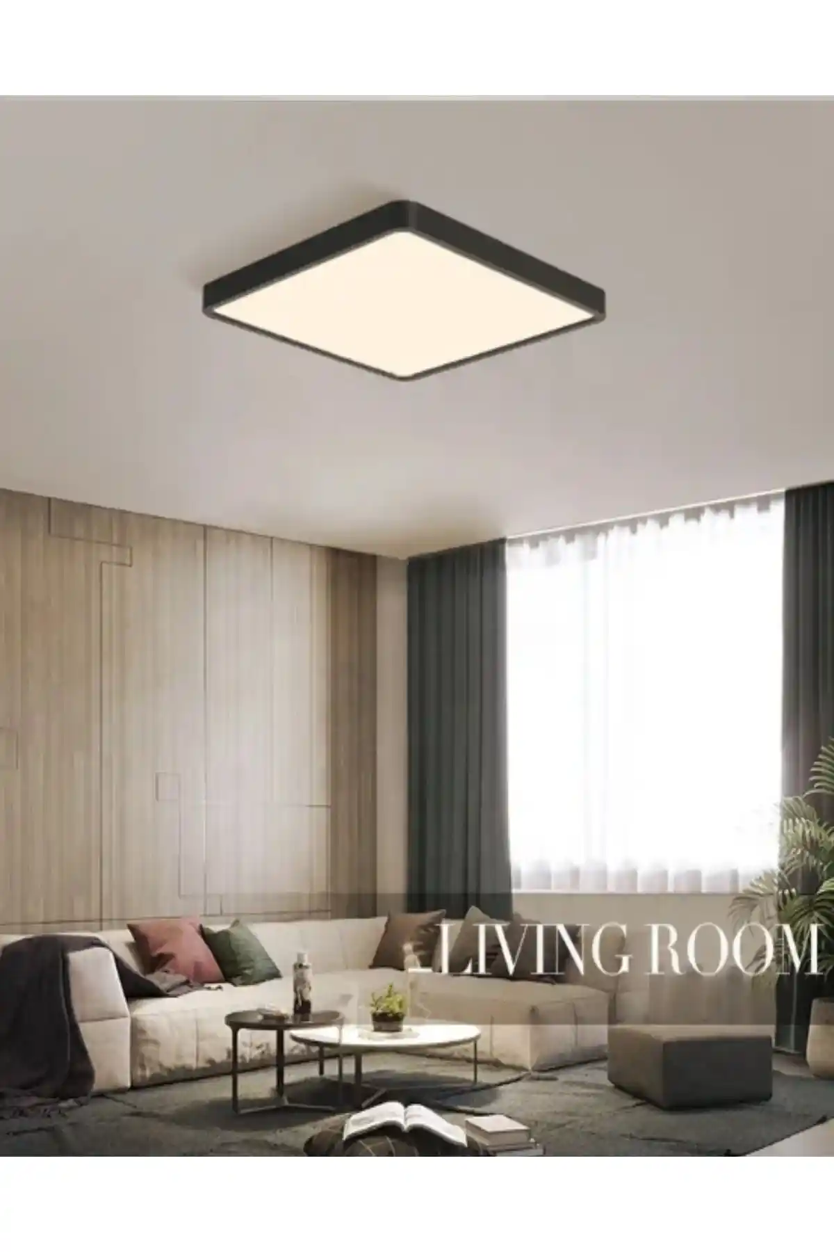 Luxshome Cata Büyük Boy Siyah Kasa LED Panel Avize Armatür Modern İç Mekan Aydınlatması