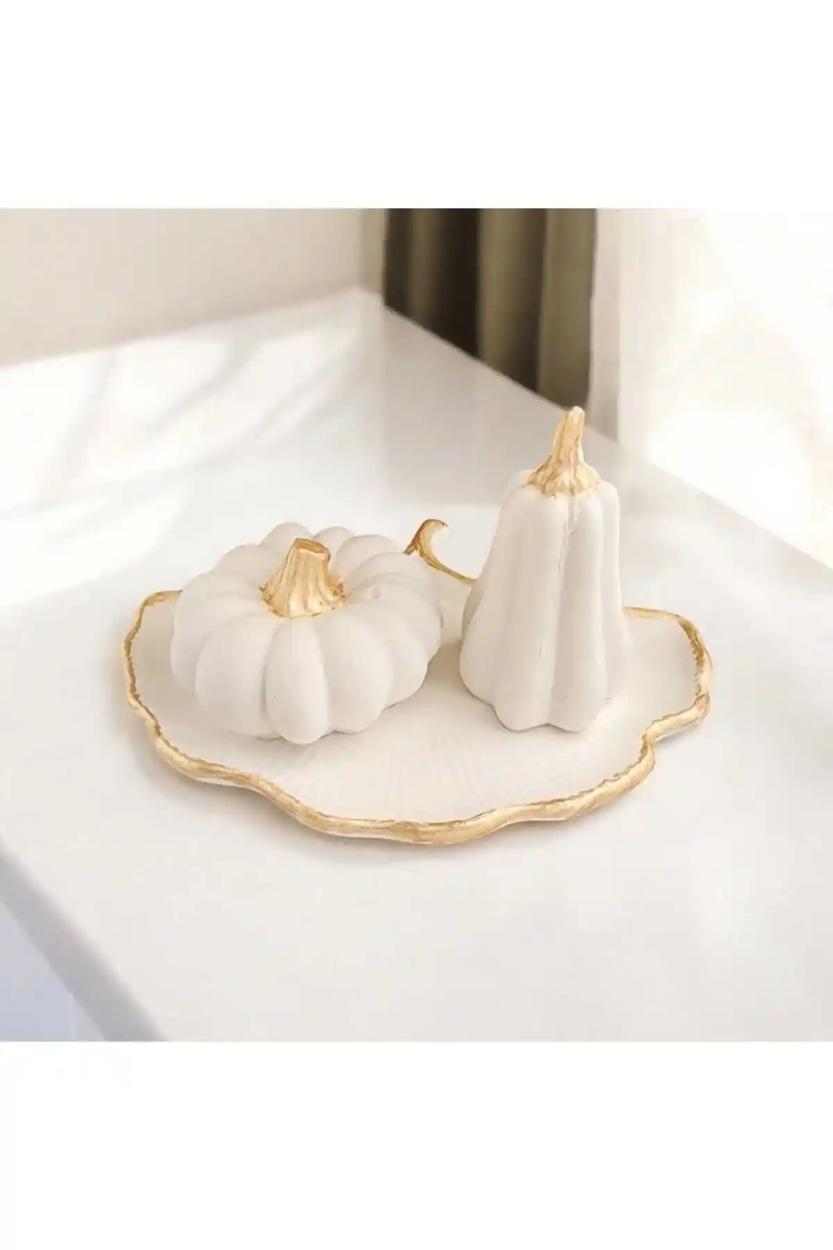 M&C Concept Yaprak Desen Organizer Tabak ve Kabak Obje Seti Modern ve Şık Dekorasyon Unsuru