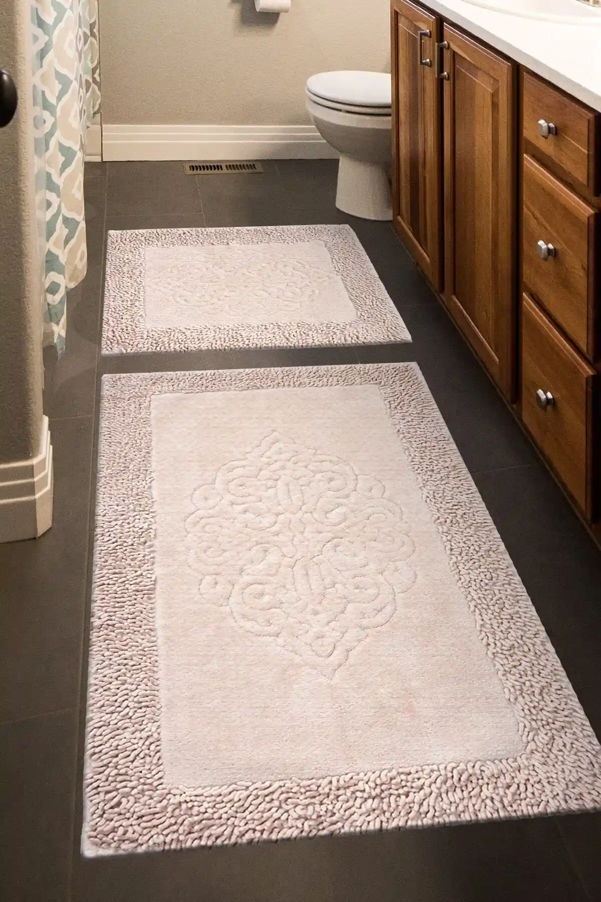 Madame Clean Home Tiffany 2'li Pamuklu Klozet Takımı Şık ve Fonksiyonel Banyo Aksesuarı