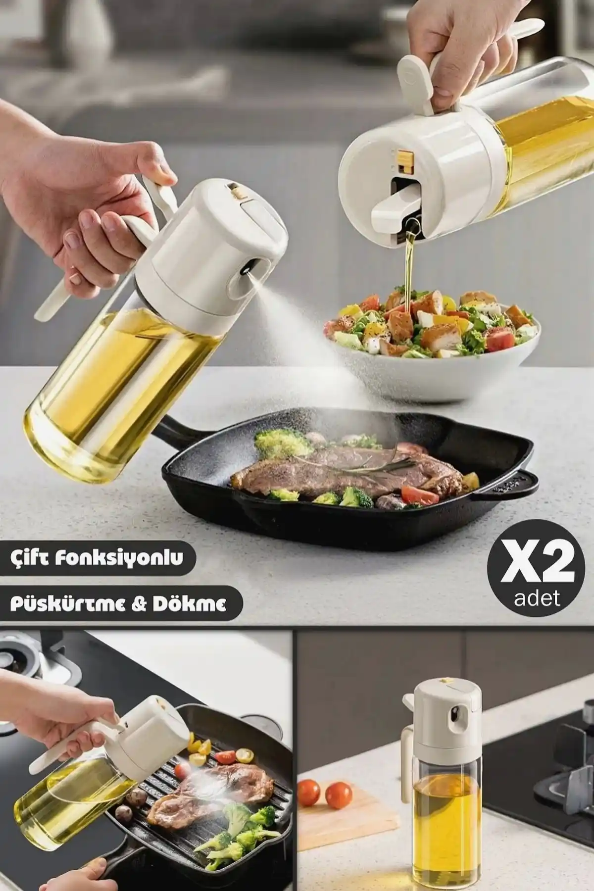 Madamev Çift Fonksiyonlu Cam Yağdanlık: Estetik ve Pratik Mutfak Çözümü