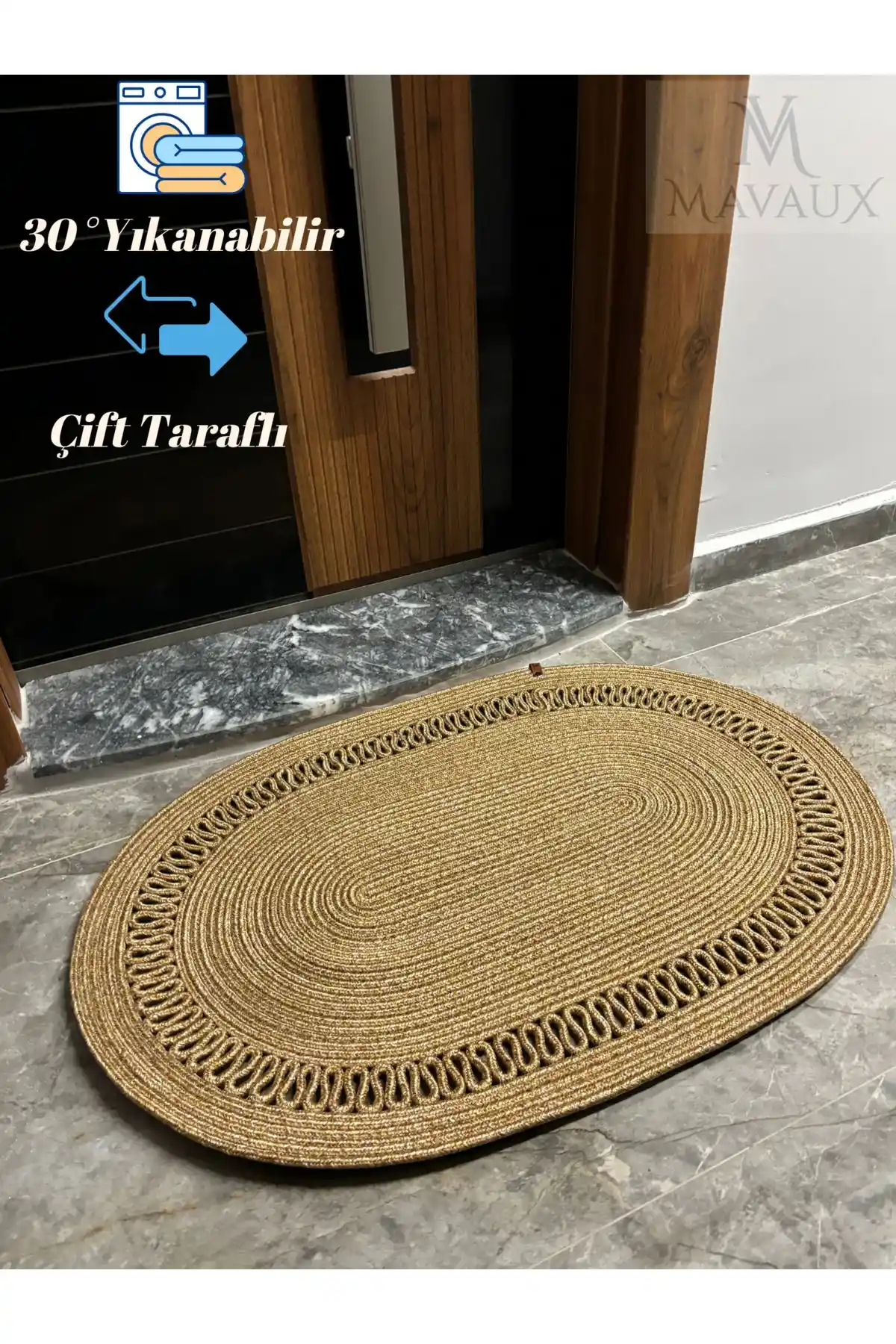 MaVaux Amsterdam Serisi Jüt Kapı Önü Paspası: Doğal ve Şık Dekoratif Çözüm