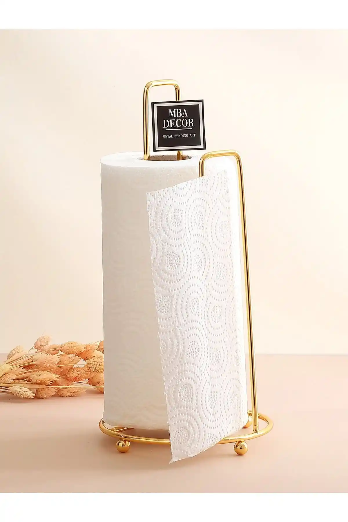 MBA Decor Altın Renkli Metal Kağıt Havluluk Modern ve Şık Mutfak Aksesuarı