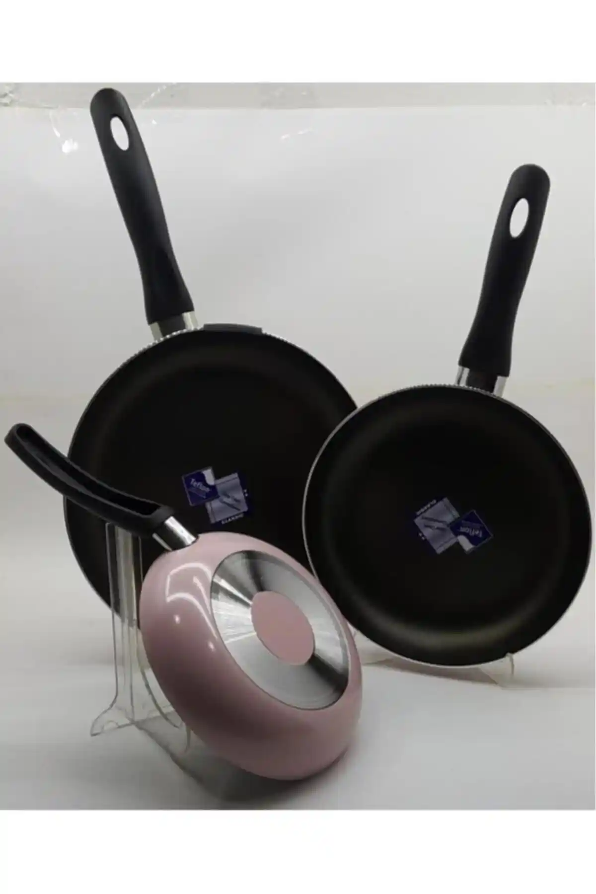 Mehtap 3'lü Pembe Tava Seti Modern ve Dayanıklı Mutfak Gereçleri