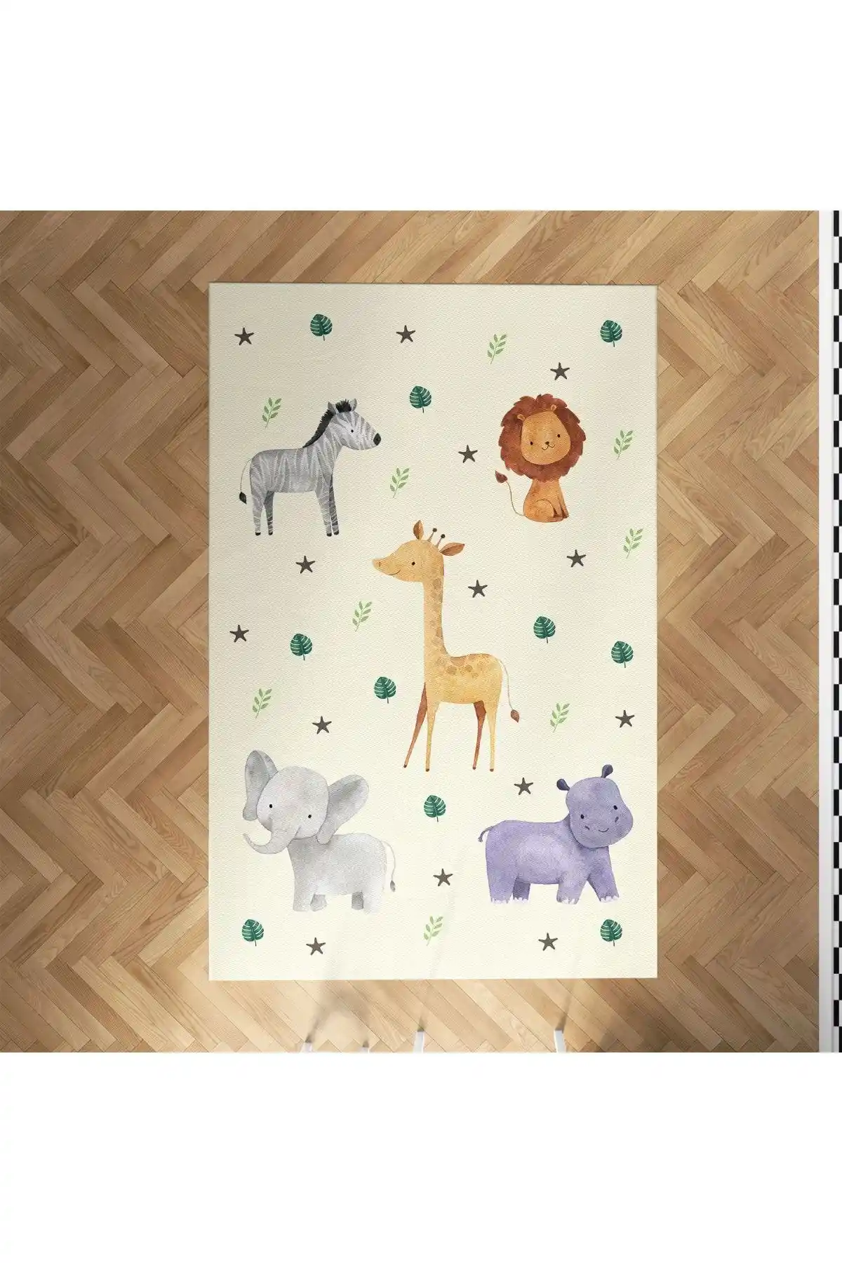 MEKTA HOME Safari Temalı Çocuk ve Bebek Odası Halısı Güvenli ve Şık Tasarım