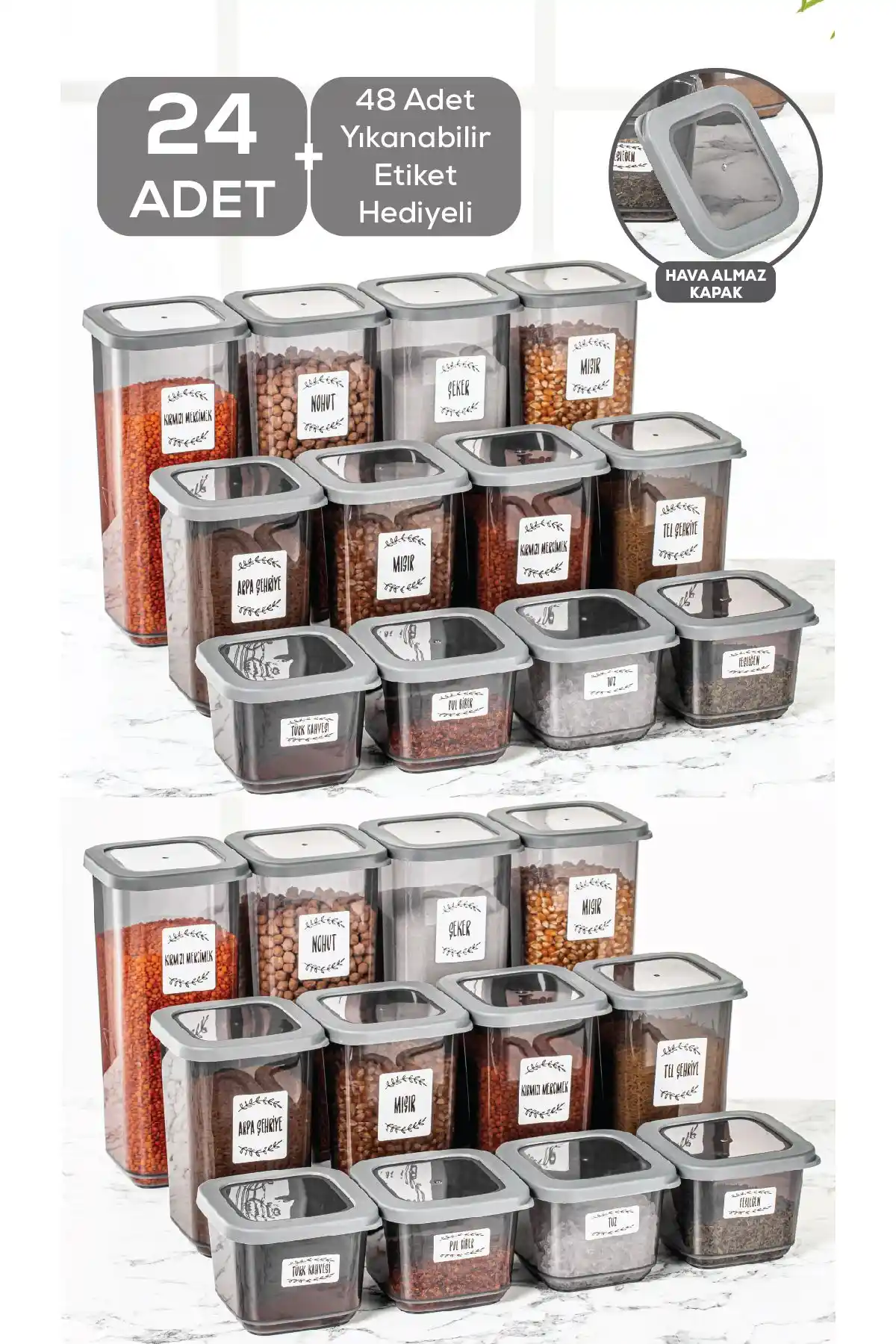 Meleni Home 24'lü Stella Saklama Kabı Seti ile Mutfak Düzeninizi En Üst Seviyeye Çıkarın
