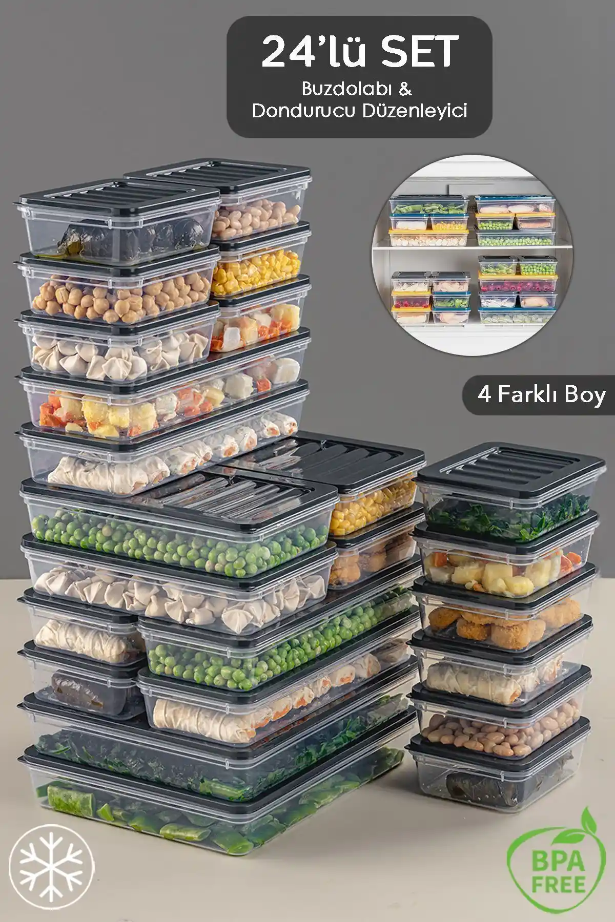 Meleni Home 24 Parça Saklama Kabı Seti ile Mutfak ve Buzdolabında Düzen Sağlayın