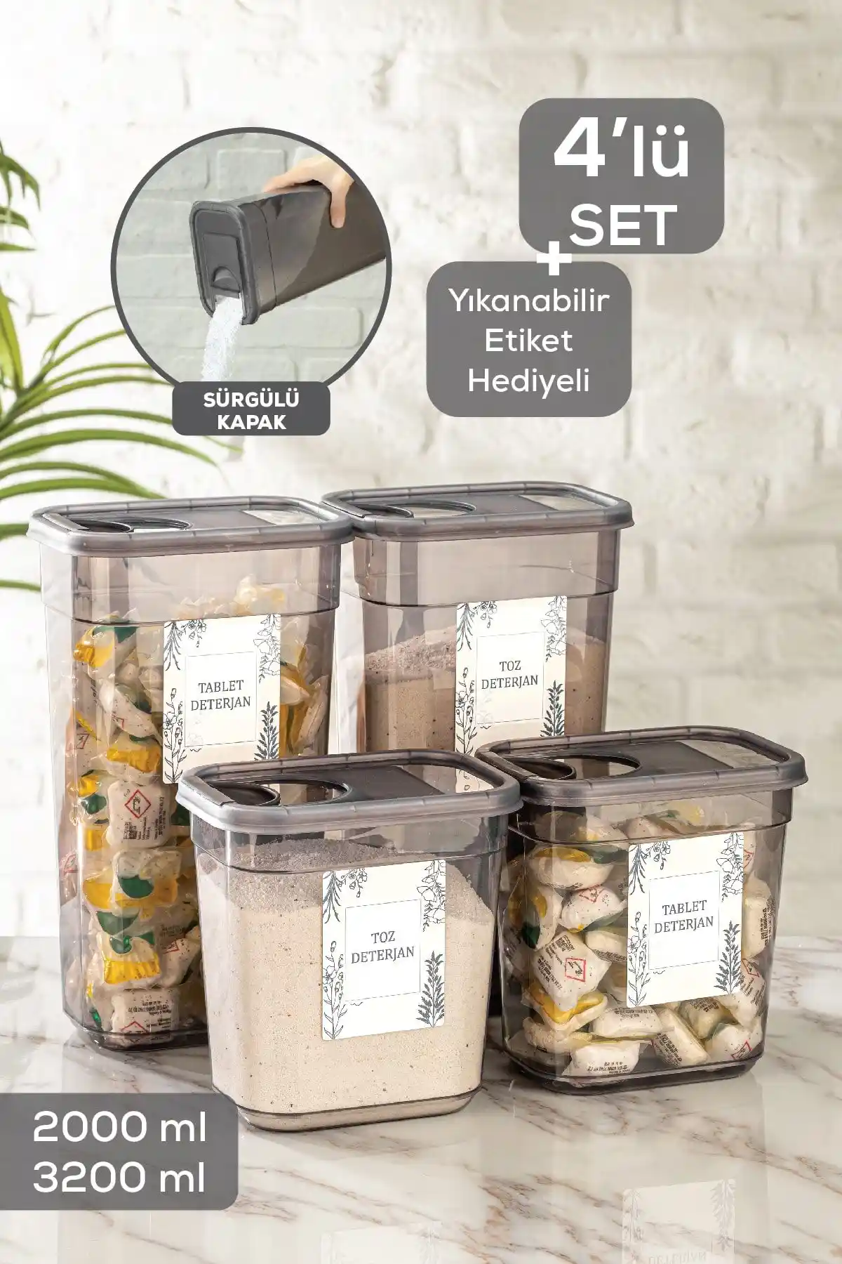 Meleni Home 4'lü Sürgülü Kapaklı Vega Saklama Kutusu ile Mutfak Düzeninizi Optimize Edin