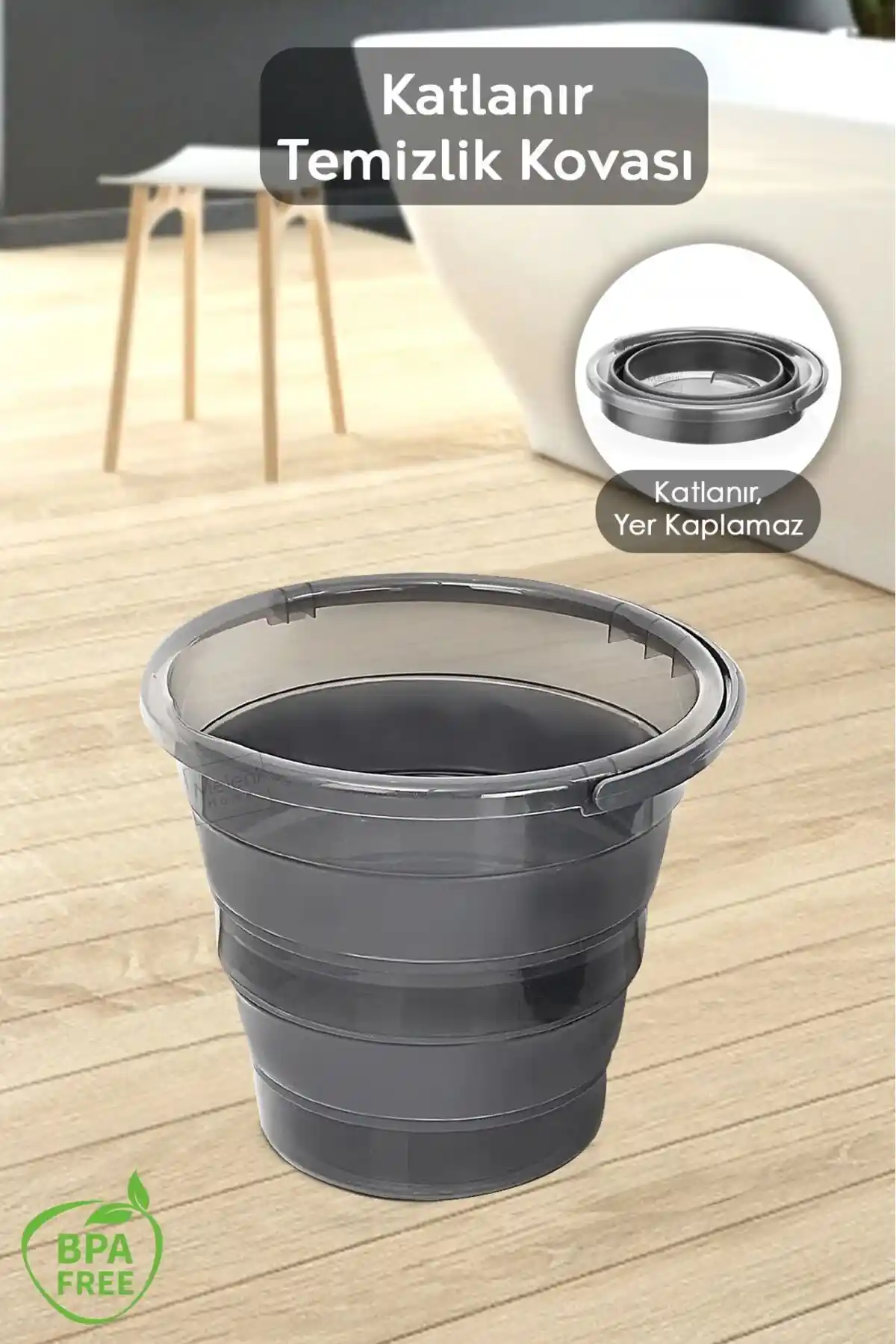 Meleni Home Katlanabilir Akordiyon Su Kovası Platin Serisi 6 Lt - Pratik ve Dayanıklı Tasarım