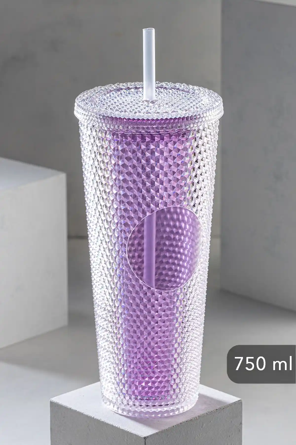 Meleni Home Kristal Desenli Pipetli Soğuk İçecek Bardağı 750 ml şık ve dayanıklı tasarım