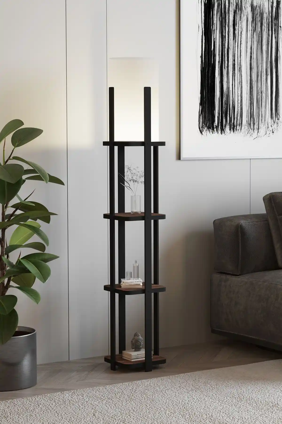 Messer BUYE Dekoratif Raflı Lambader Modern ve Şık Tasarımıyla Ev ve Ofis İçin Ideal