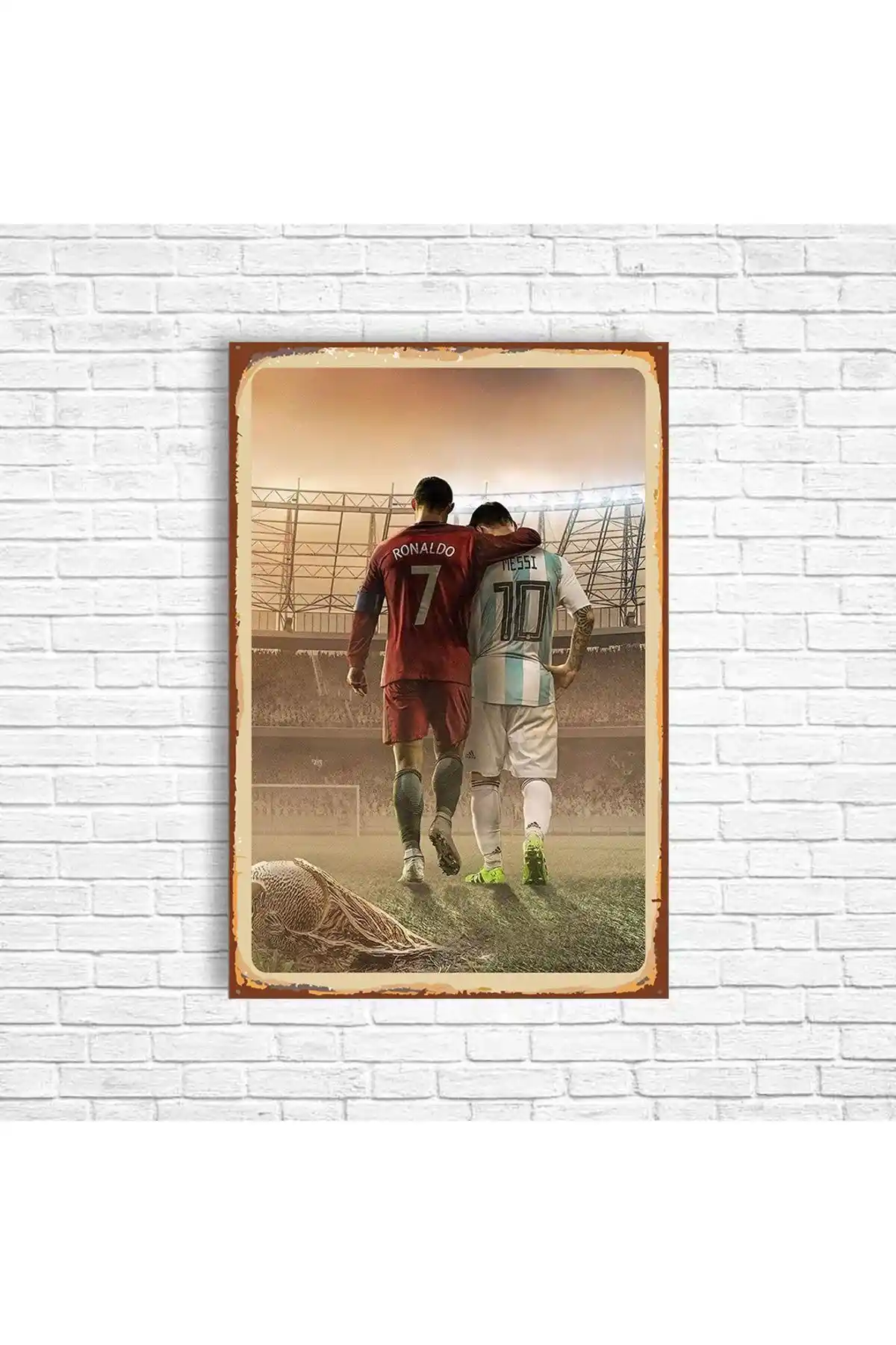 Messi ve Ronaldo Temalı Retro Ahşap Posterler Dekorasyon İçin Uygun Seçenekler