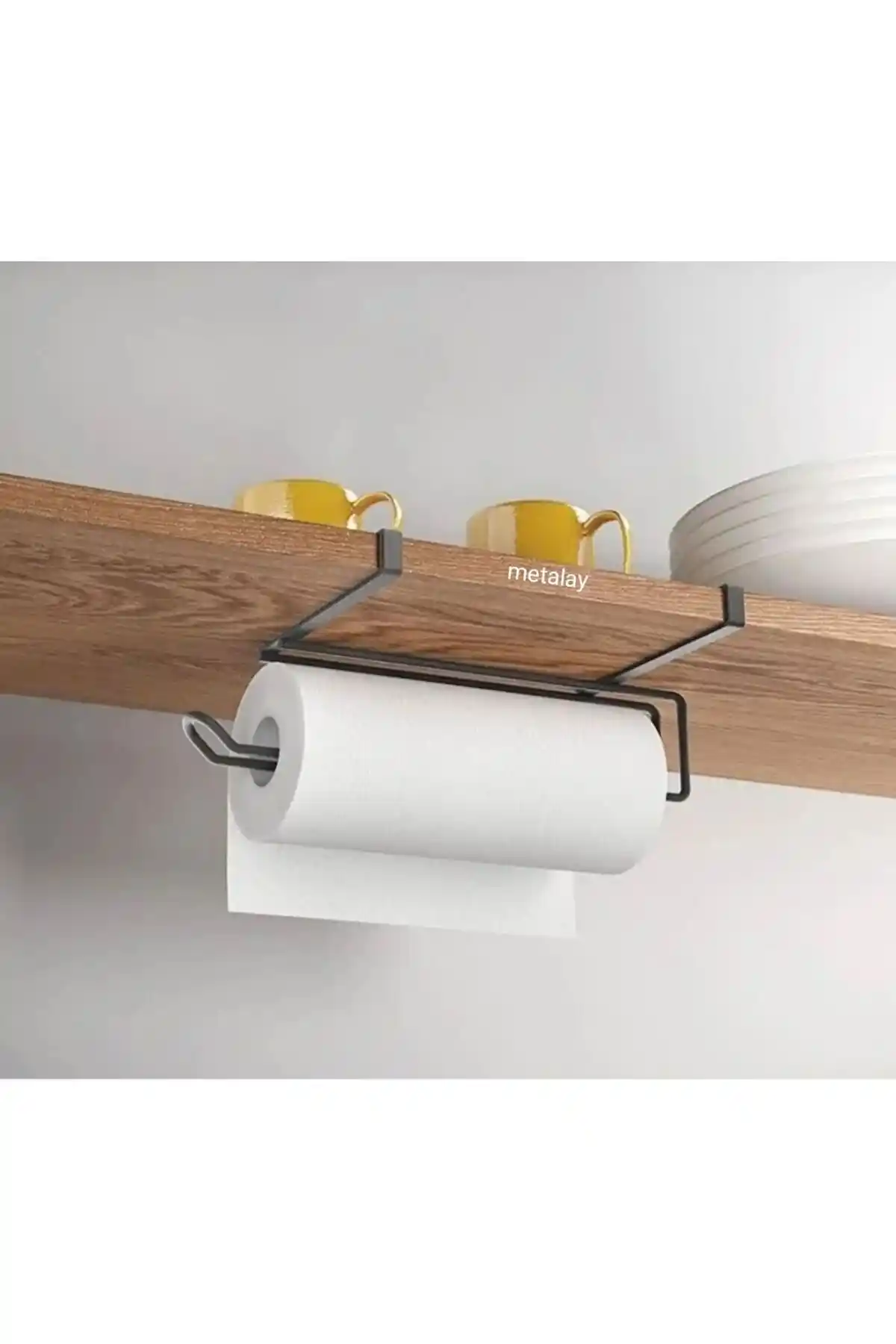 METALAY Siyah Paslanmaz Çelik Kağıt Havluluk Modern ve Dayanıklı Mutfak Aksesuarı