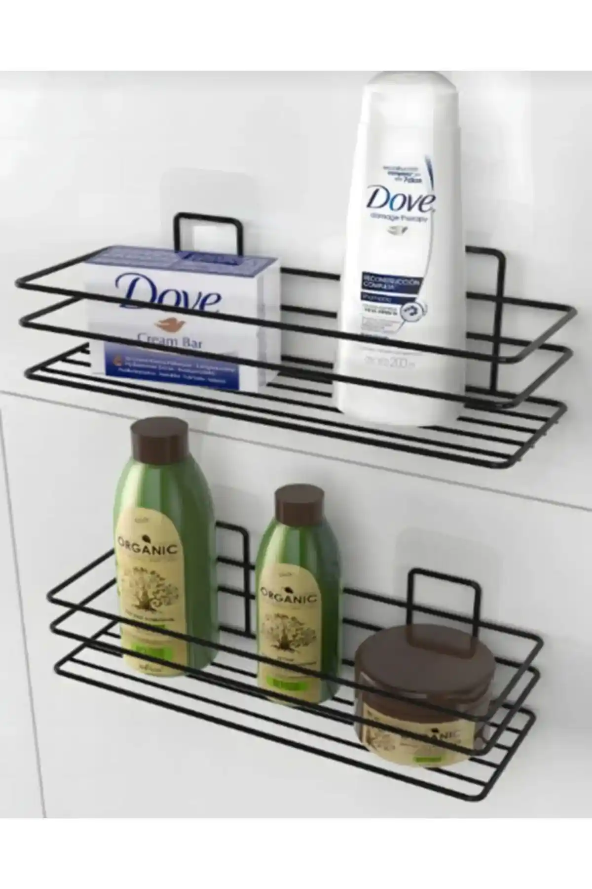 Metalay Yapışkanlı 2'li Banyo Rafı - Modern ve Dayanıklı Duş ve Banyo Düzeni Çözümü