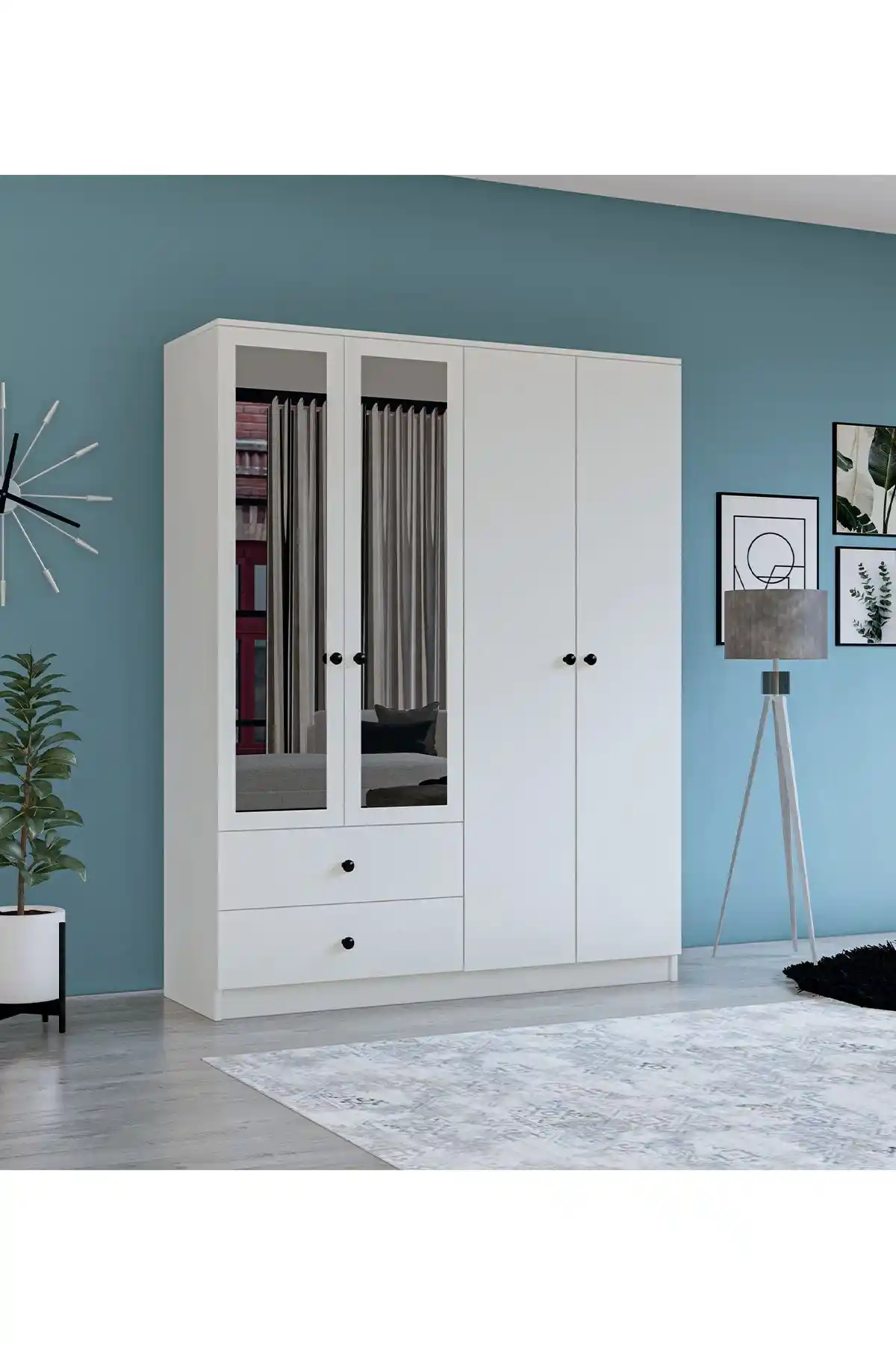 Metalia Gm 079 Novado Aynalı Düğme Kulplu 4 Kapı 2 Çekmeceli Gardırop Özellikleri ve Kullanım Alanları