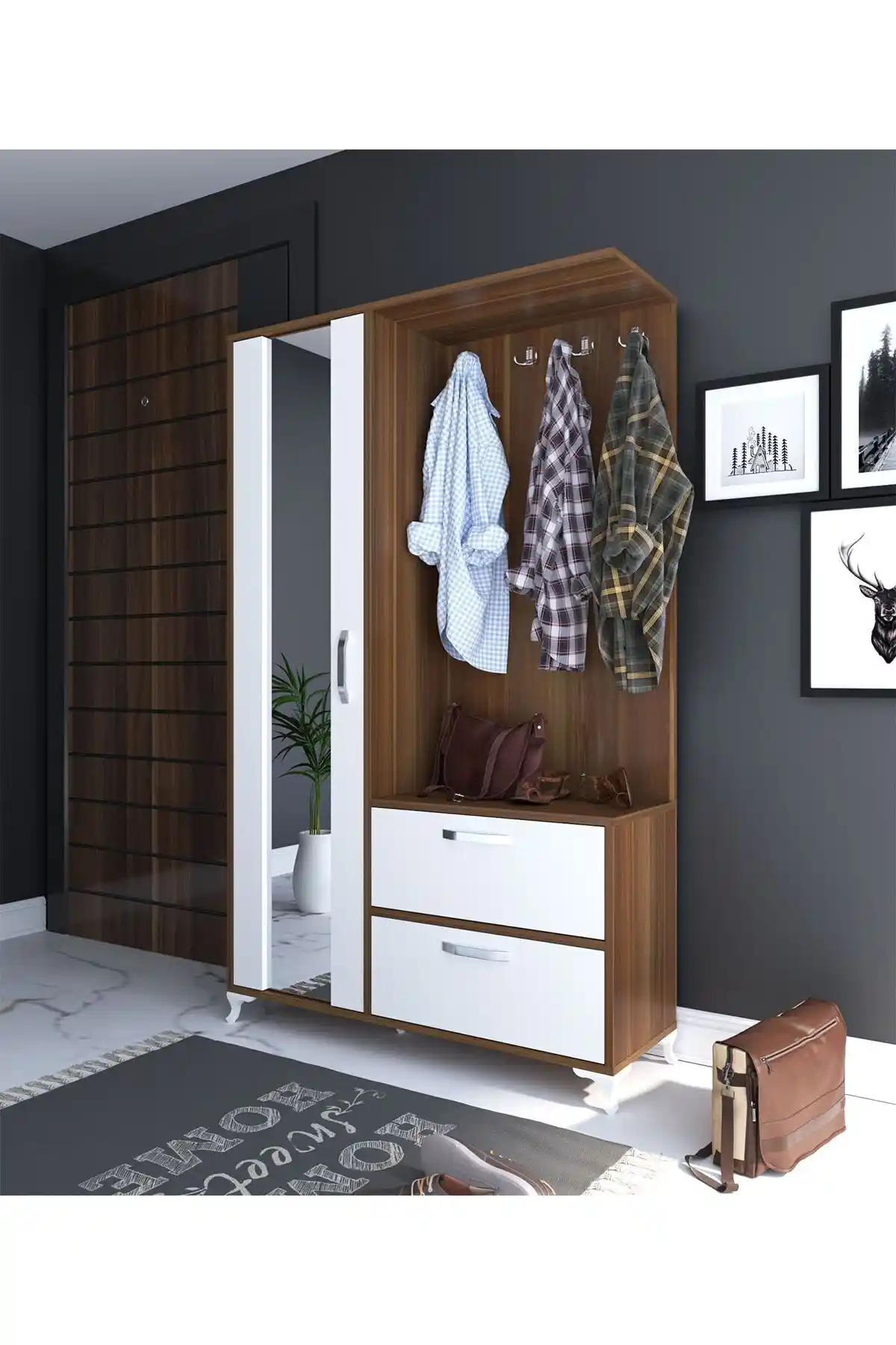 Metalia Sude Ayakkabılıklı Vestiyer Modern ve Fonksiyonel Giriş Mobilyası