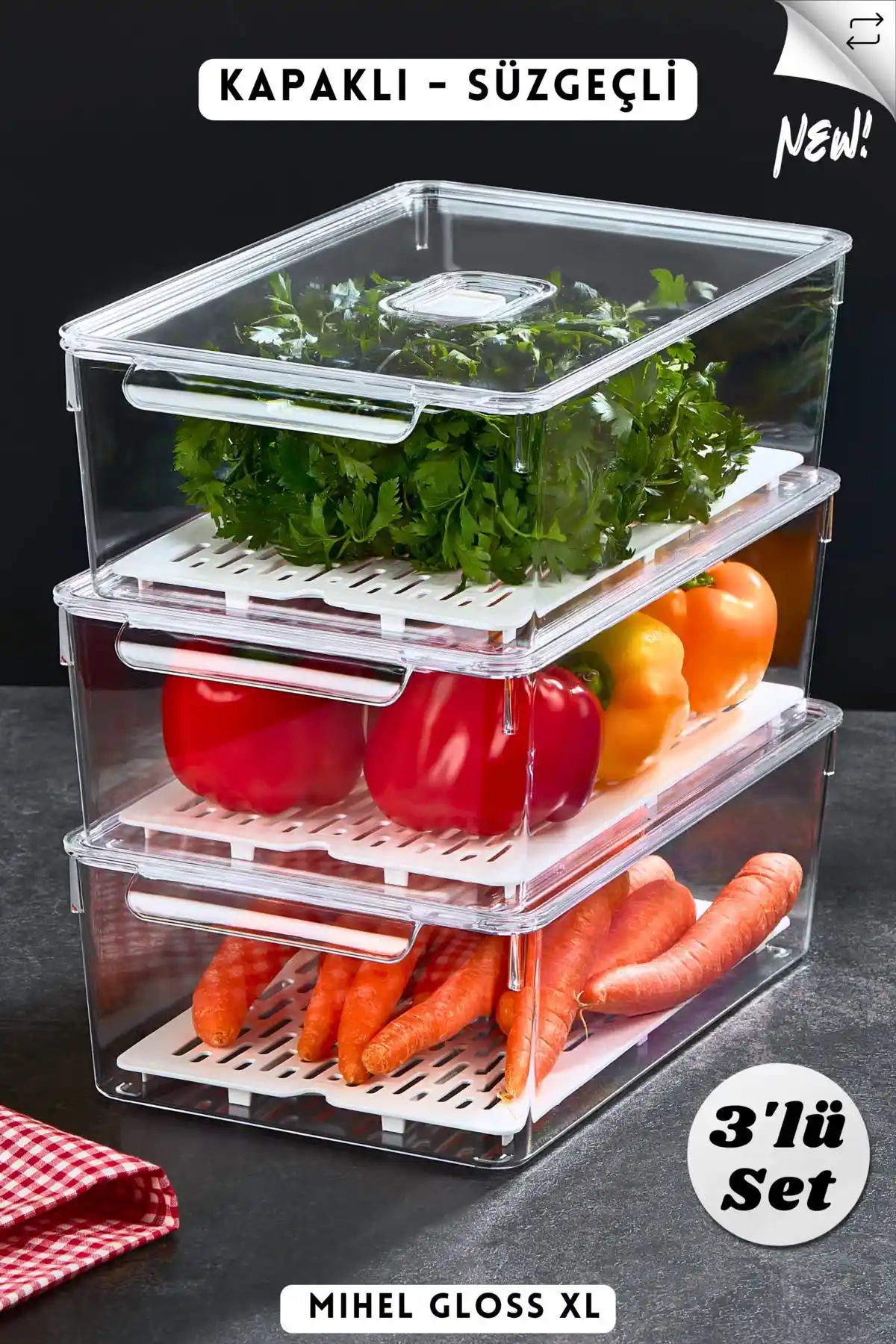 MİHEL Gloss XL 3'lü Süzgeçli Kapaklı Buzdolabı Düzenleyici Ürün İncelemesi