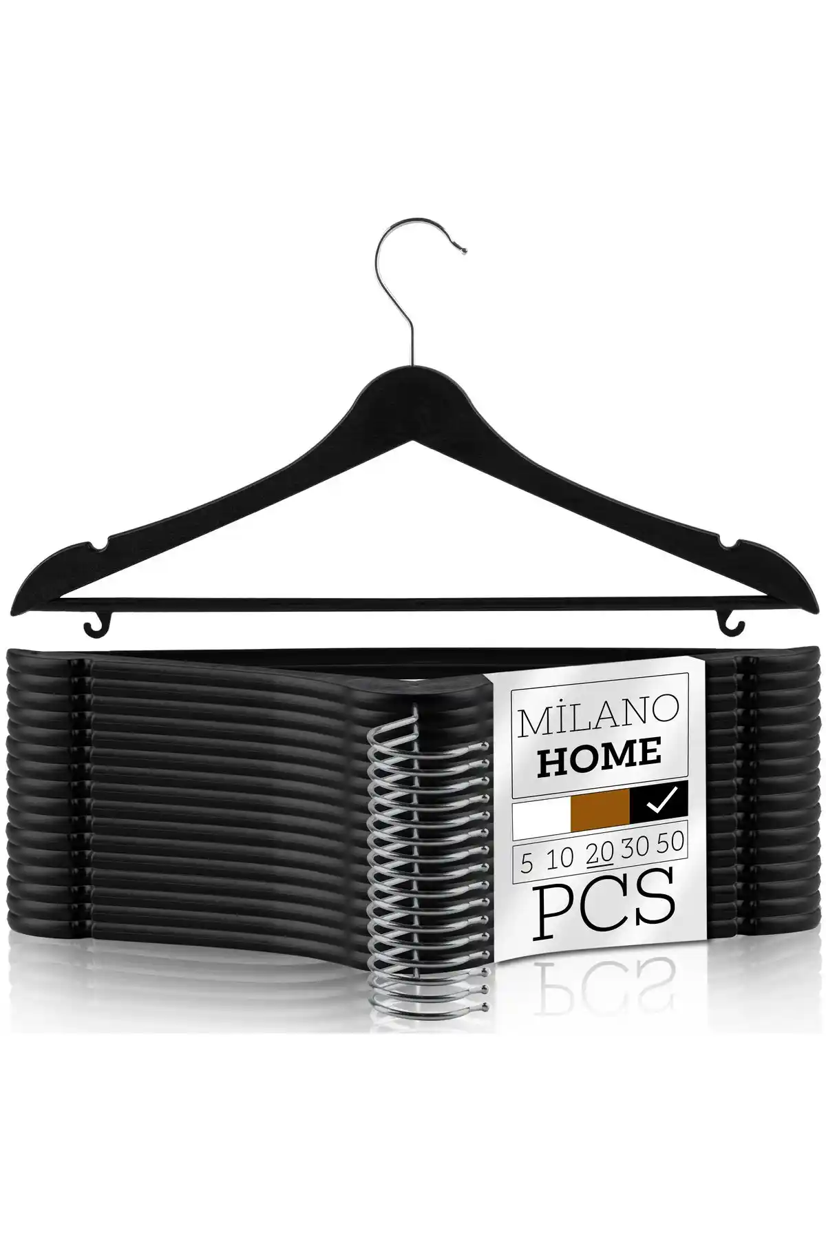 Milano Home Ahşap Görünümlü Plastik Siyah Kıyafet Askısı: Dayanıklı ve Şık Tasarım