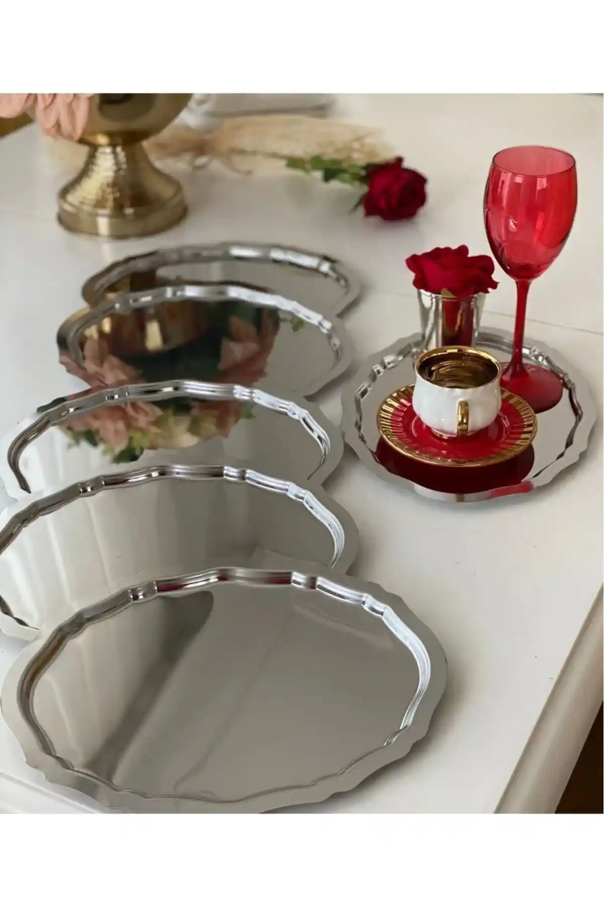 MİNEL Dekor Paslanmaz Çelik Oval Sunum Tepsisi 20x25 cm Şıklık ve Dayanıklılık Bir Arada